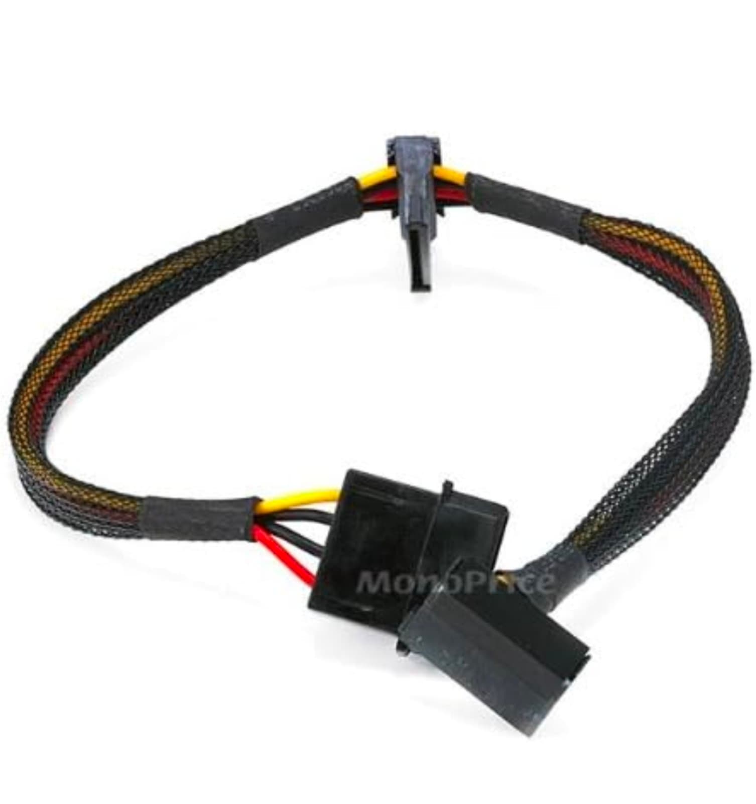 Monoprice 12inch 4pin MOLEX Male to (2) 15pin SATA II Female Power Cable