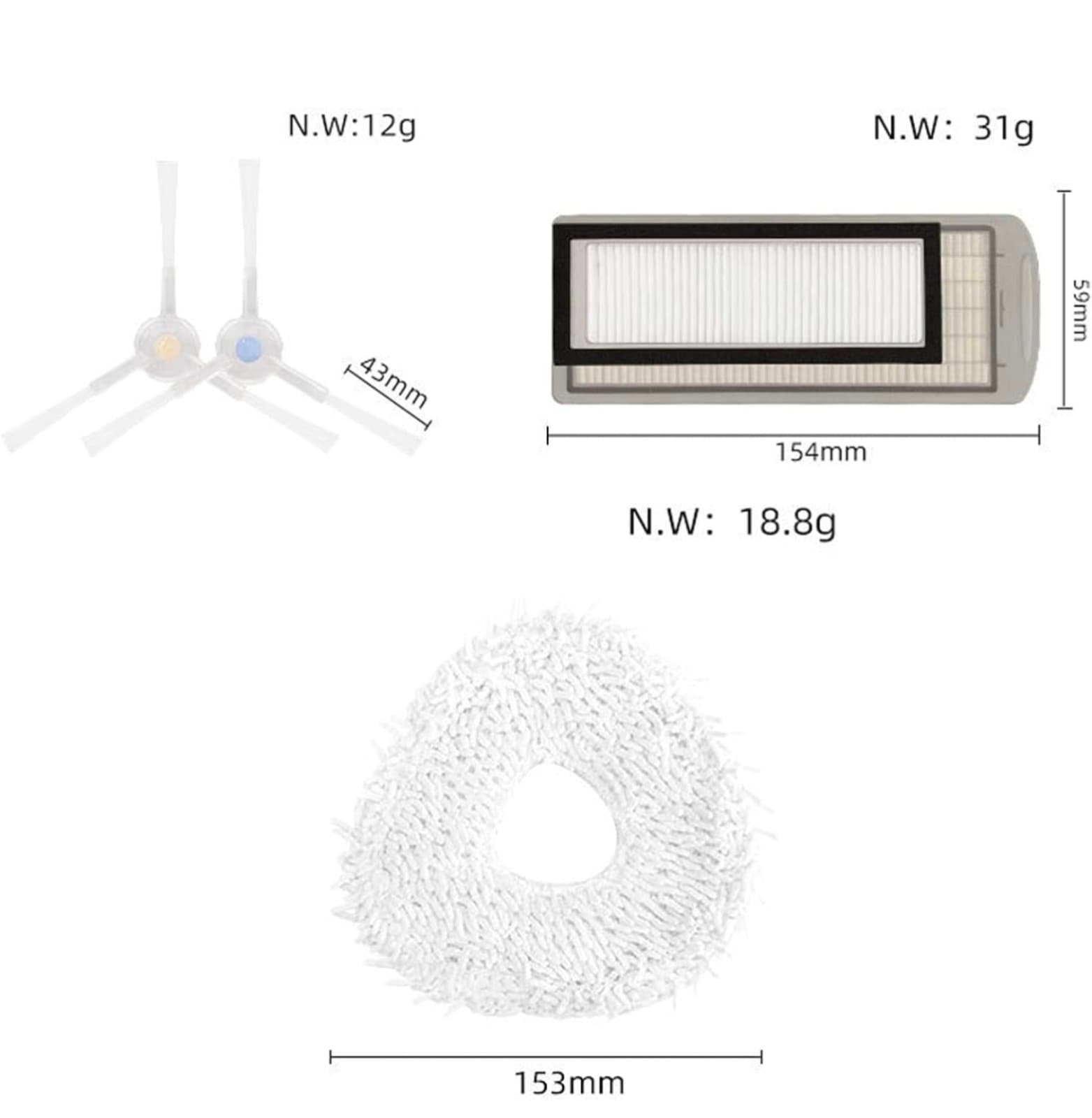 Replacement Parts for NARWAL T10 J1 J2 Robot Vacuum Cleaner Accessories - Thumbnail 2