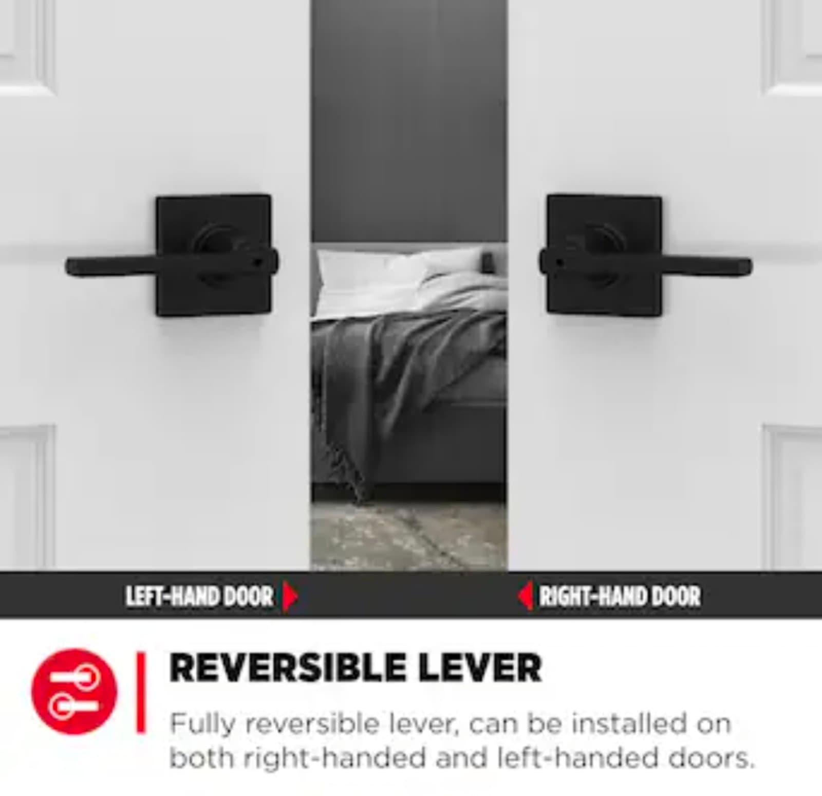 Kwikset Casey Matte Black Interior or Bed/Bath Privacy Door Handle - Thumbnail 4