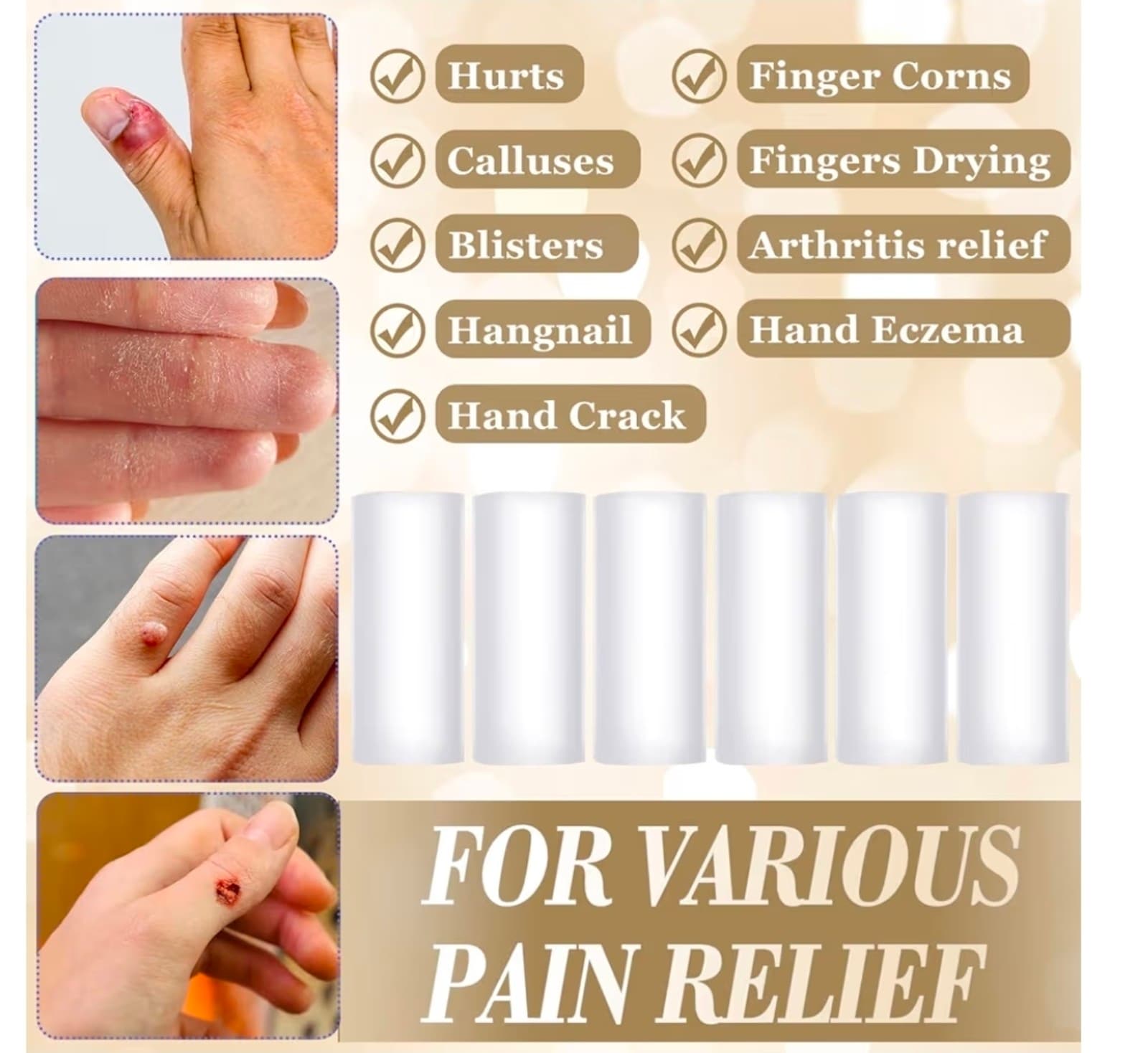 Gel Finger Sleeve, Silicone Finger Cots Protectors, Elastic Clear Finger Cushion - Thumbnail 3