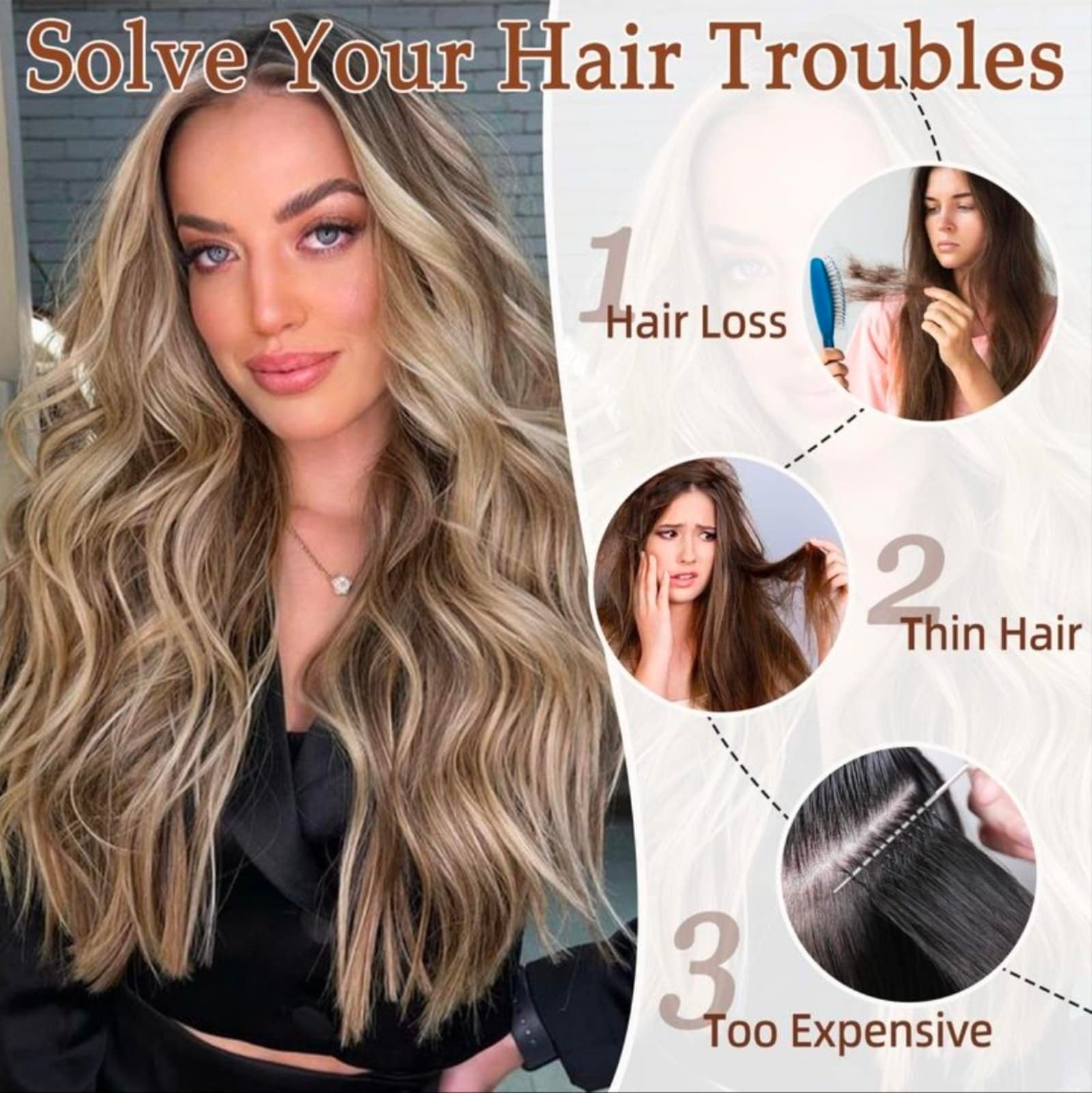 Vigorous Clip in Hair Extensions Light Blonde & Golden Blonde - Thumbnail 4