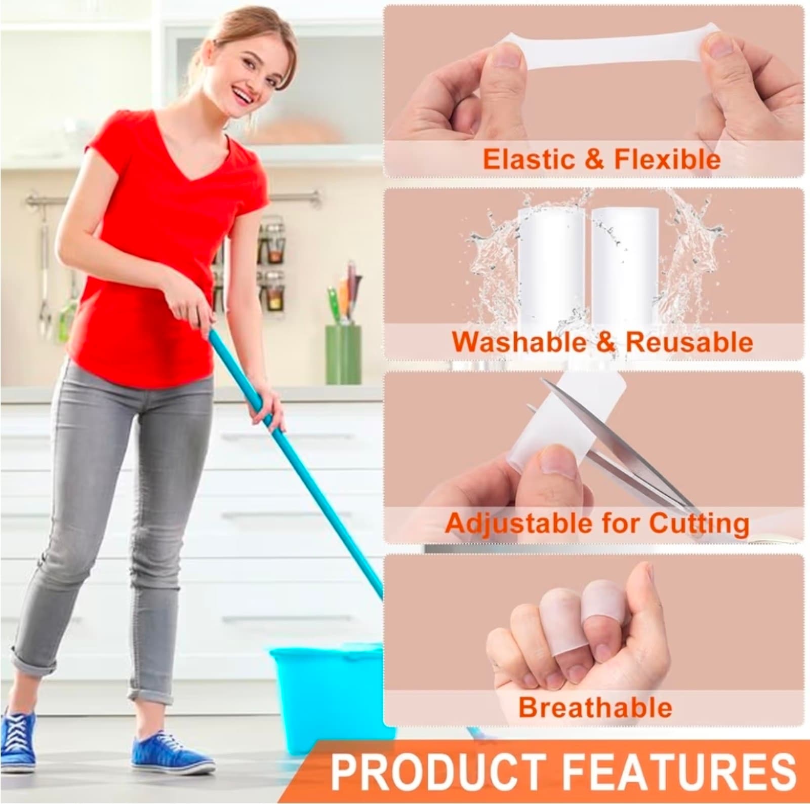 Gel Finger Sleeve, Silicone Finger Cots Protectors, Elastic Clear Finger Cushion - Thumbnail 4