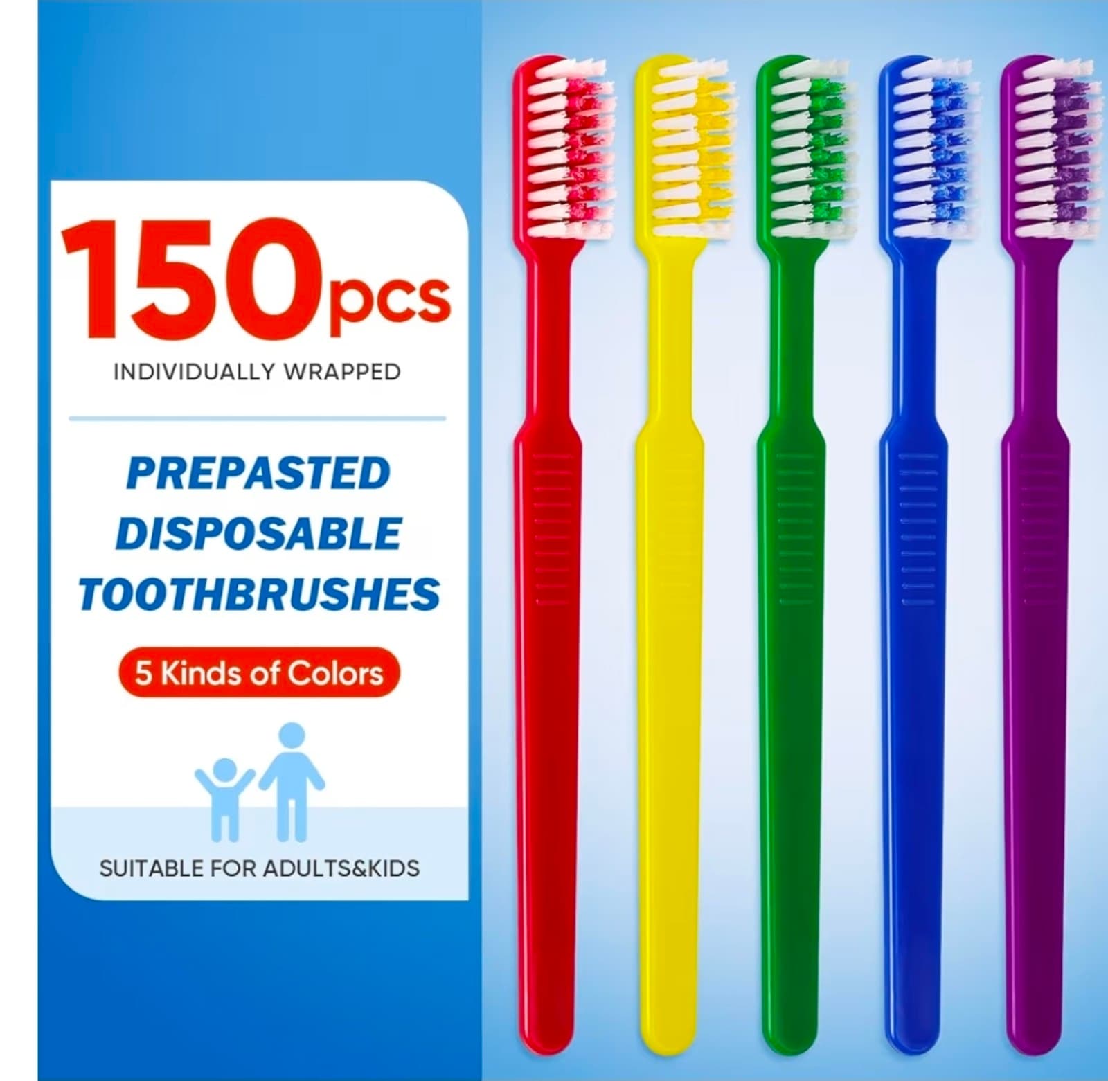 Individually Wrapped Toothbrushes Disposable Travel 150pcs Medium - Thumbnail 2