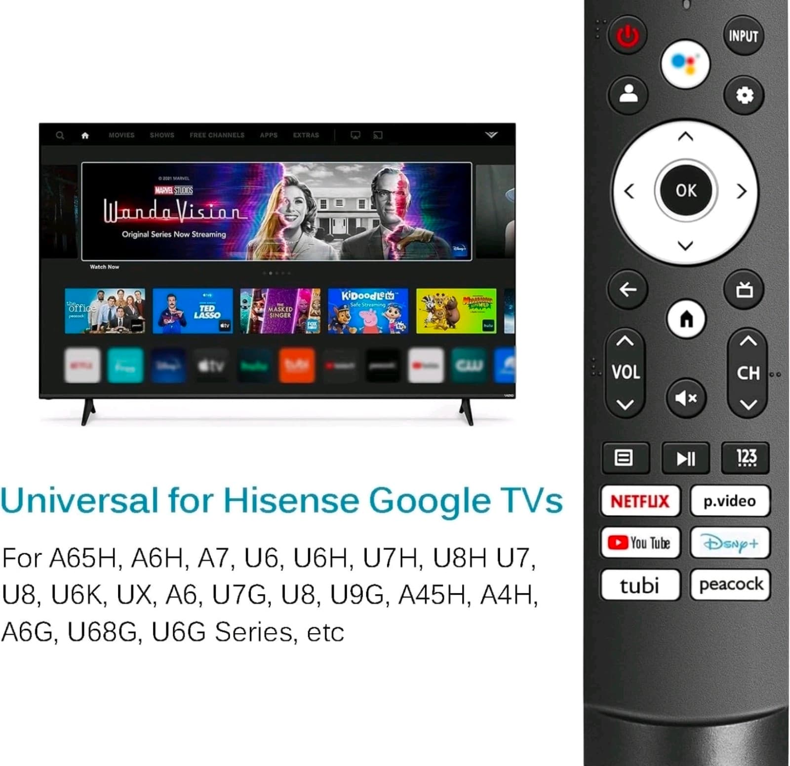 Universal Remote Control for Hisense Smart Google TV Series, Replacement for UHD - Thumbnail 2