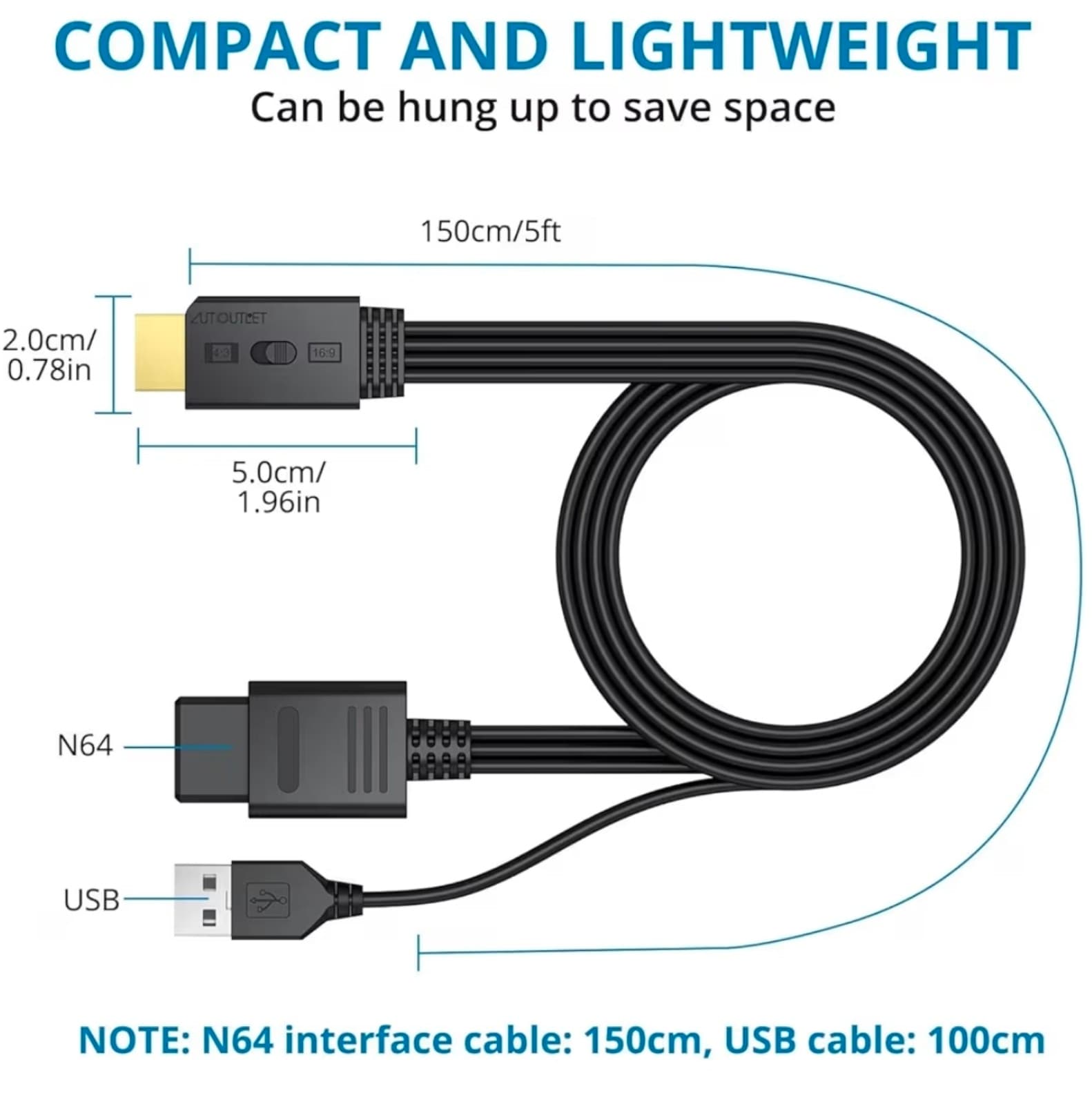 N64 to HDMI Adapter, Supports 1080P(60hz) Output, 4:3 & 16:9 Aspect Ratio Switch - Thumbnail 6