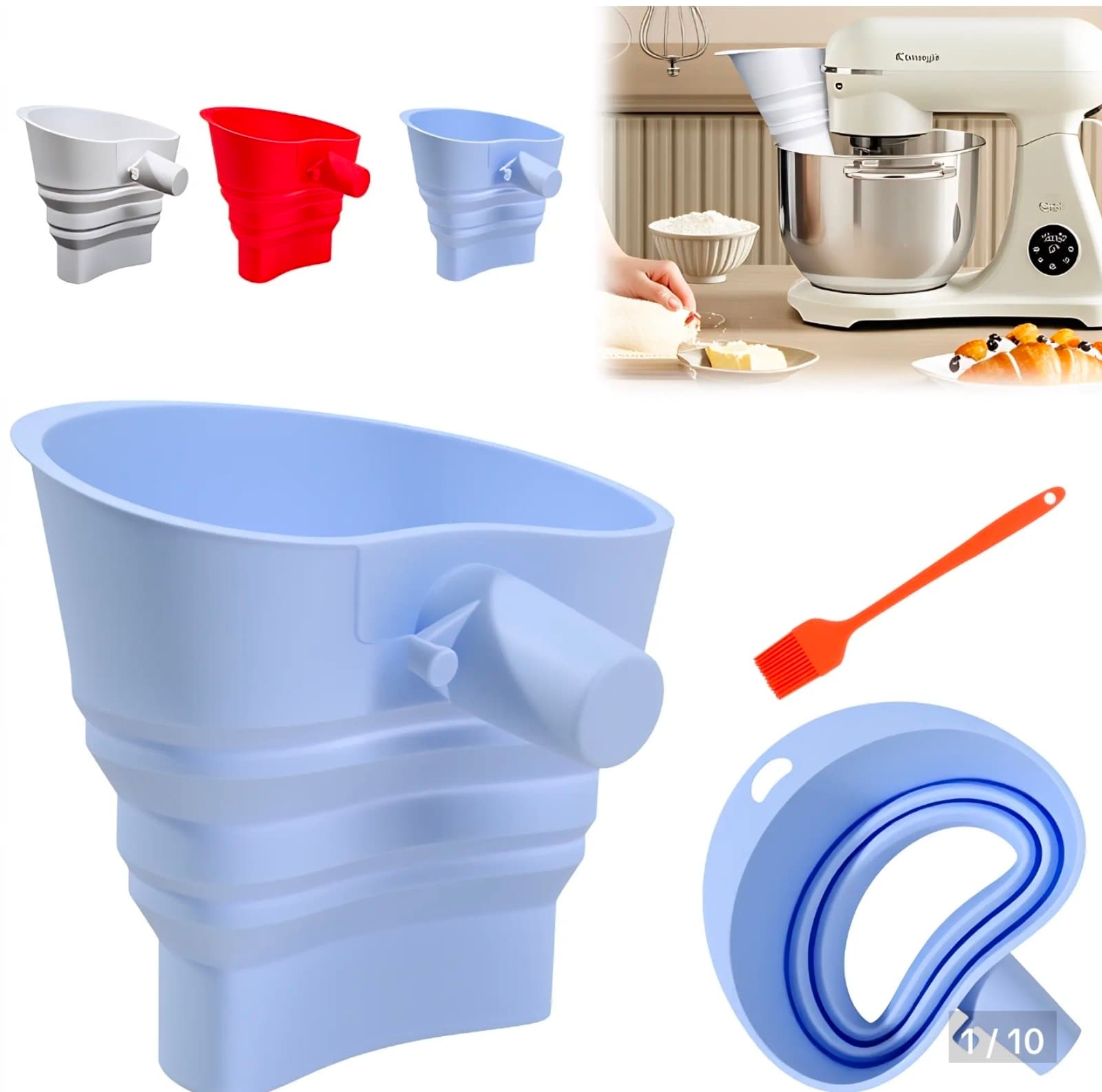 Flour Funnel for Kitchen Aid Mixer with, Kitchenware Easy Pour No-Mess Attachmen