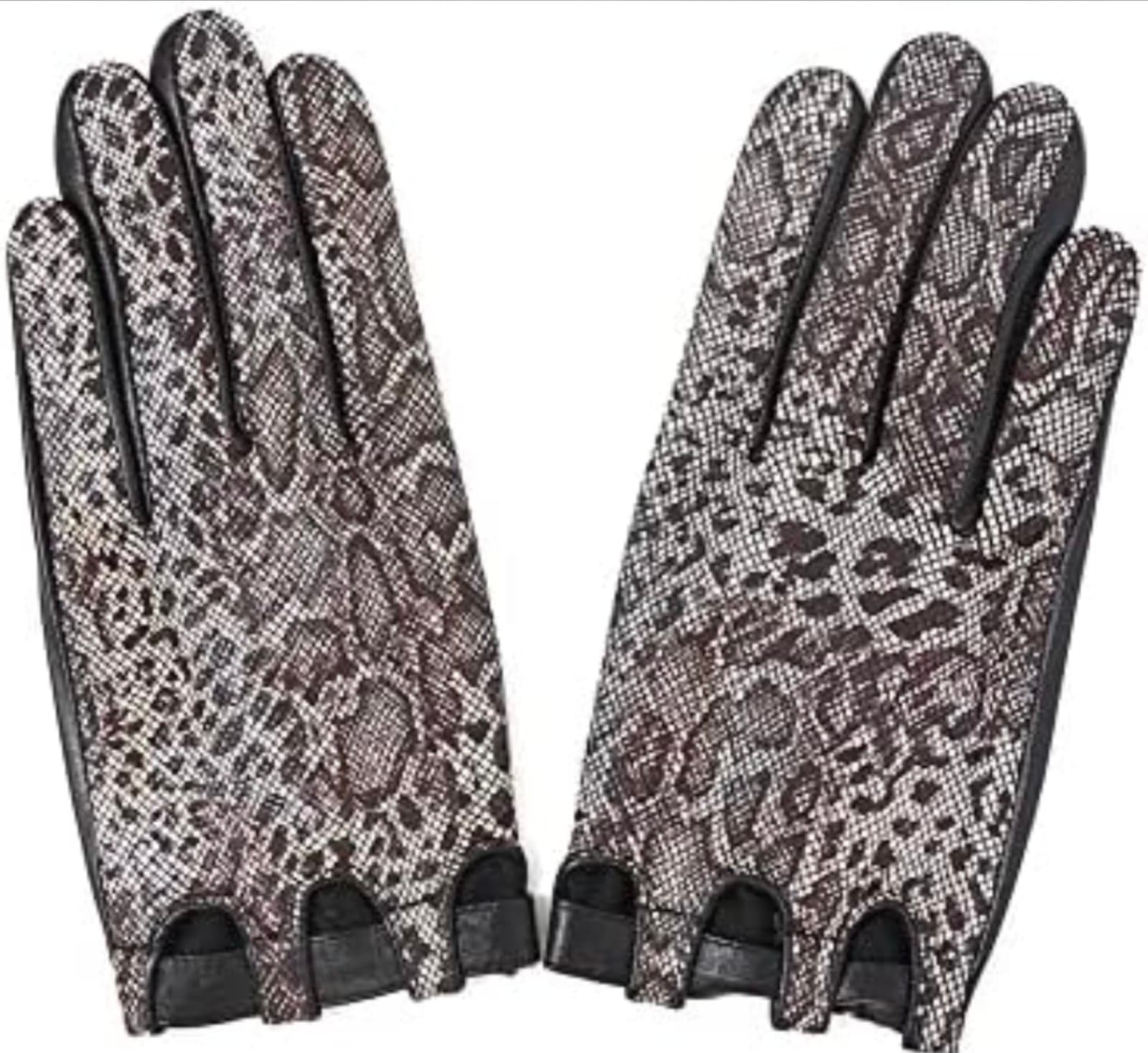 Womens Sheepskin Leather Gloves with Animal Print - Thumbnail 3