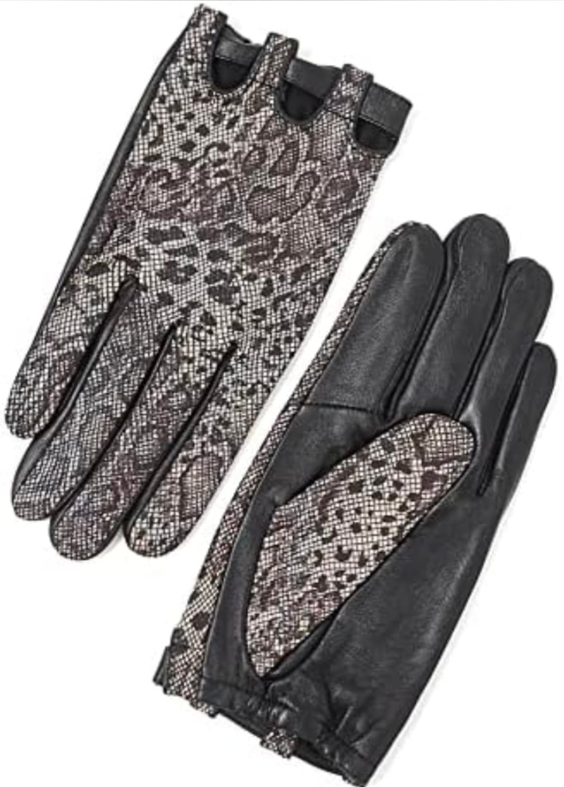 Womens Sheepskin Leather Gloves with Animal Print - Thumbnail 2