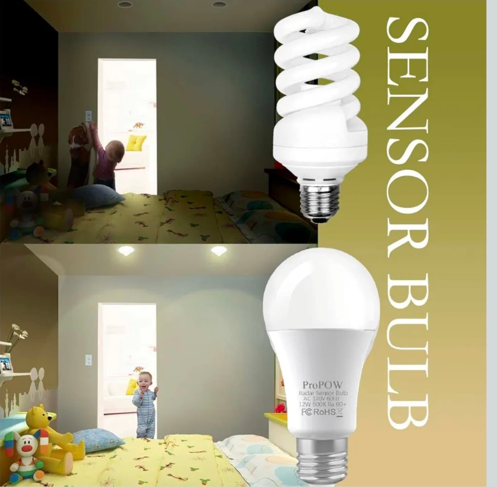 Radar Motion Sensor Light Bulbs, A19 12W (100 Watt Equivalent) Daylight E26 Outd - Thumbnail 4