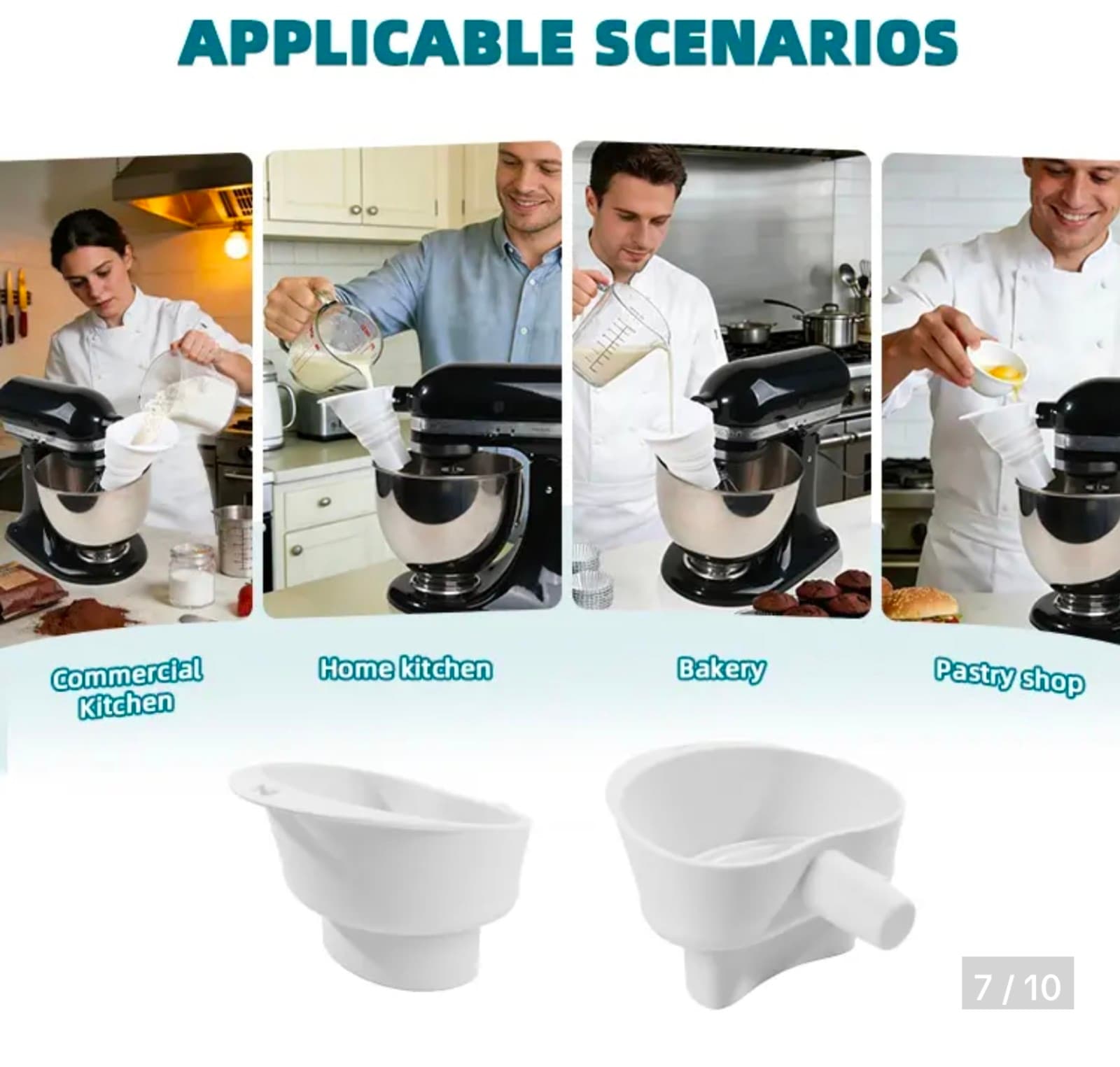 Flour Funnel for Kitchen Aid Mixer with, Kitchenware Easy Pour No-Mess Attachmen - Thumbnail 7