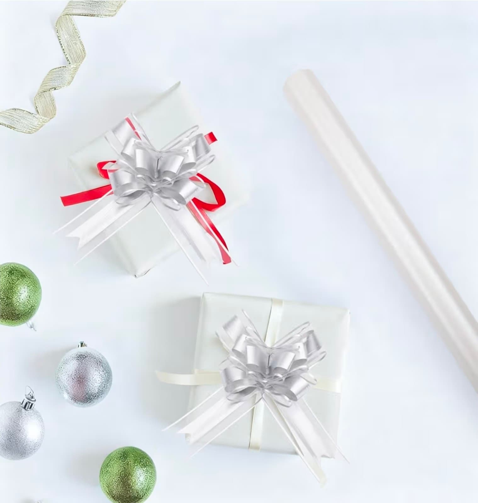 White Wrapping Paper, 1 Roll 17 in x 32.8ft Solid Color Pearly-Lustre Gift Wrap - Thumbnail 4