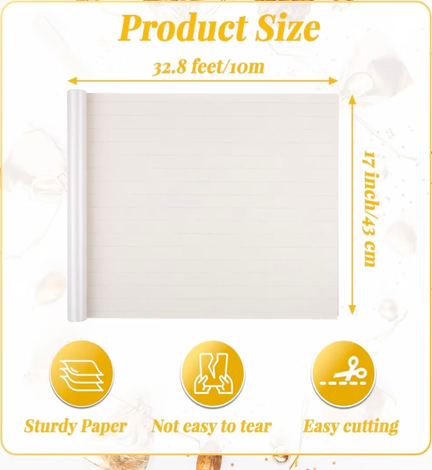 White Wrapping Paper, 1 Roll 17 in x 32.8ft Solid Color Pearly-Lustre Gift Wrap - Thumbnail 2