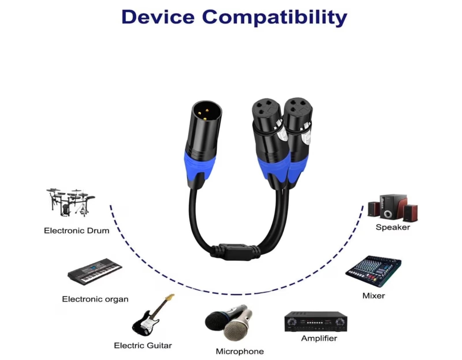 Micrphone Cable, 3pin Male to Dual XLR Female Y-Splitter Balanced Mic Audio Cabl - Thumbnail 4