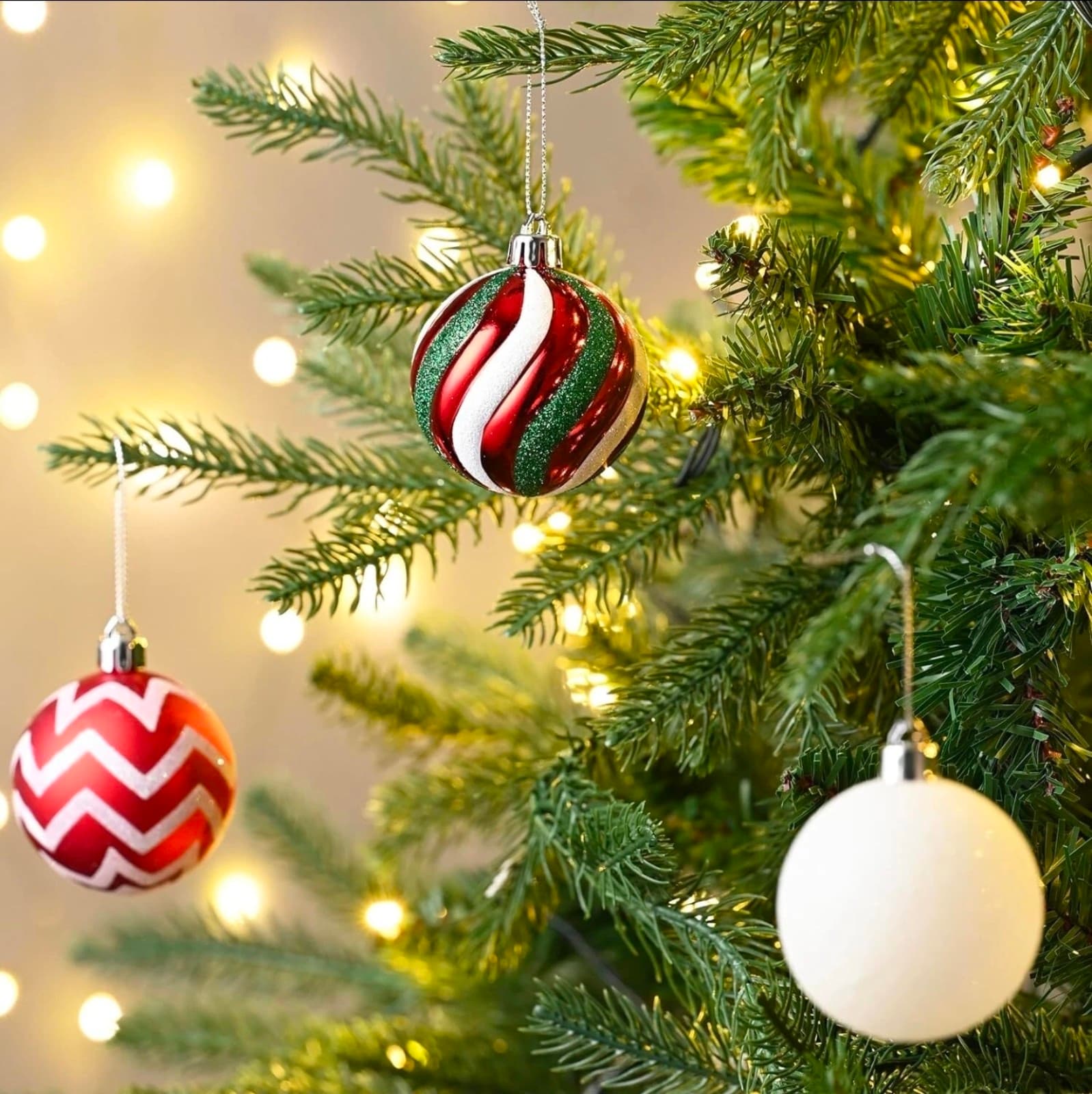 Valery Madelyn Christmas Ornaments Tree Decorations, 30ct Red green white - Thumbnail 2