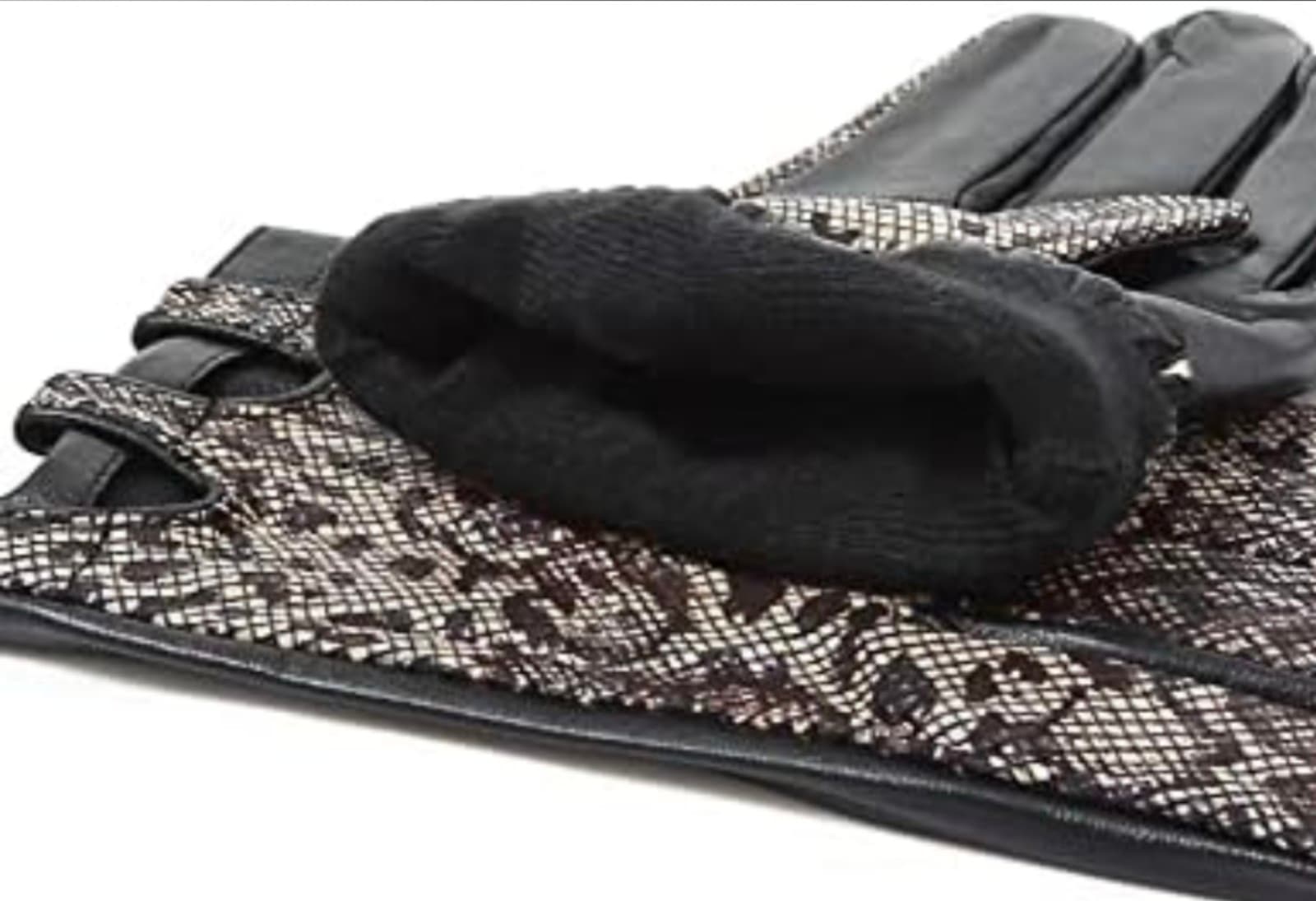 Womens Sheepskin Leather Gloves with Animal Print - Thumbnail 5