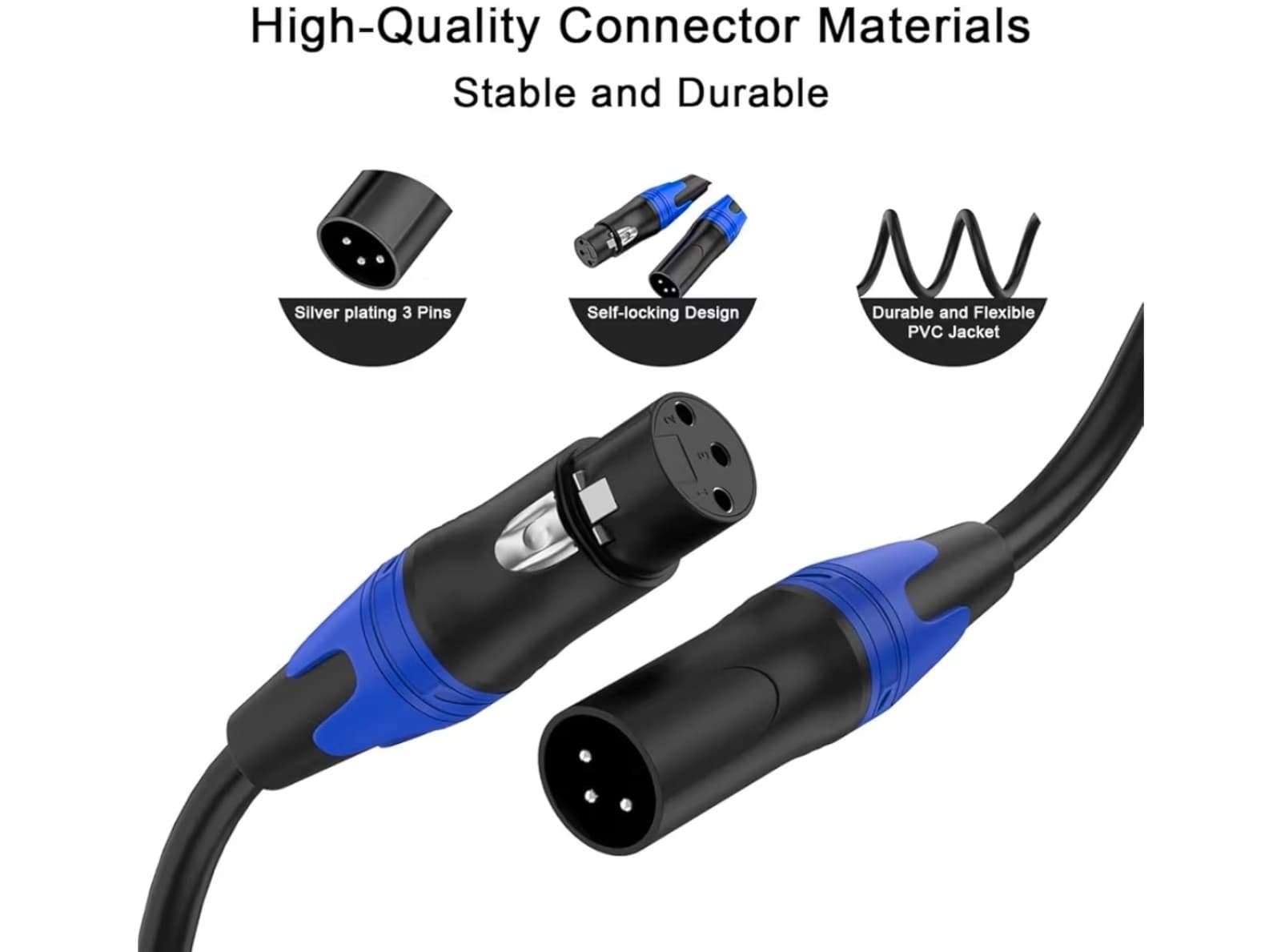 Micrphone Cable, 3pin Male to Dual XLR Female Y-Splitter Balanced Mic Audio Cabl - Thumbnail 3