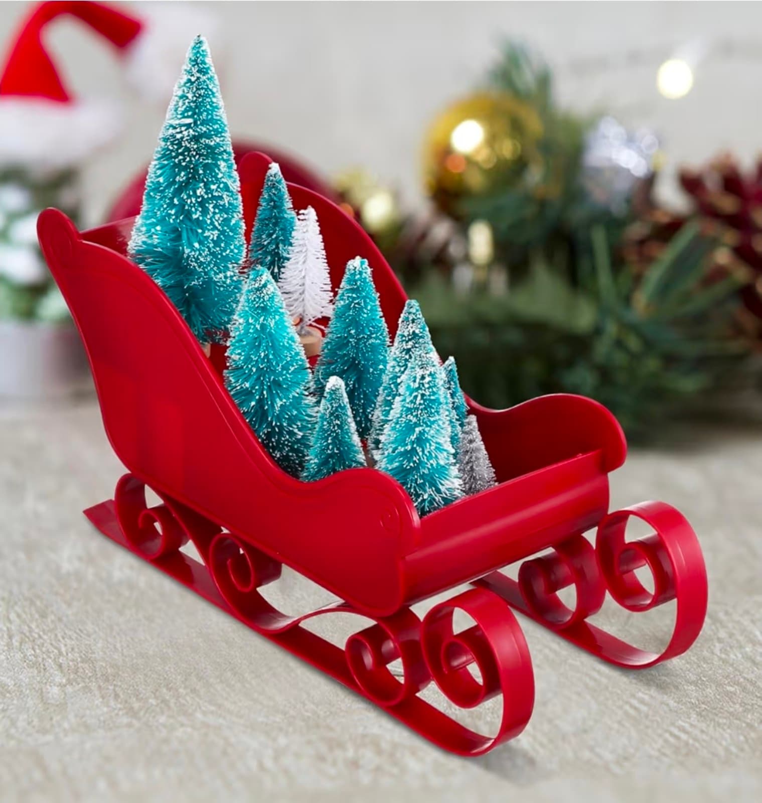 Christmas Sleigh Decor Elegant Design for Holiday Party Centerpiece 2pk - Thumbnail 4
