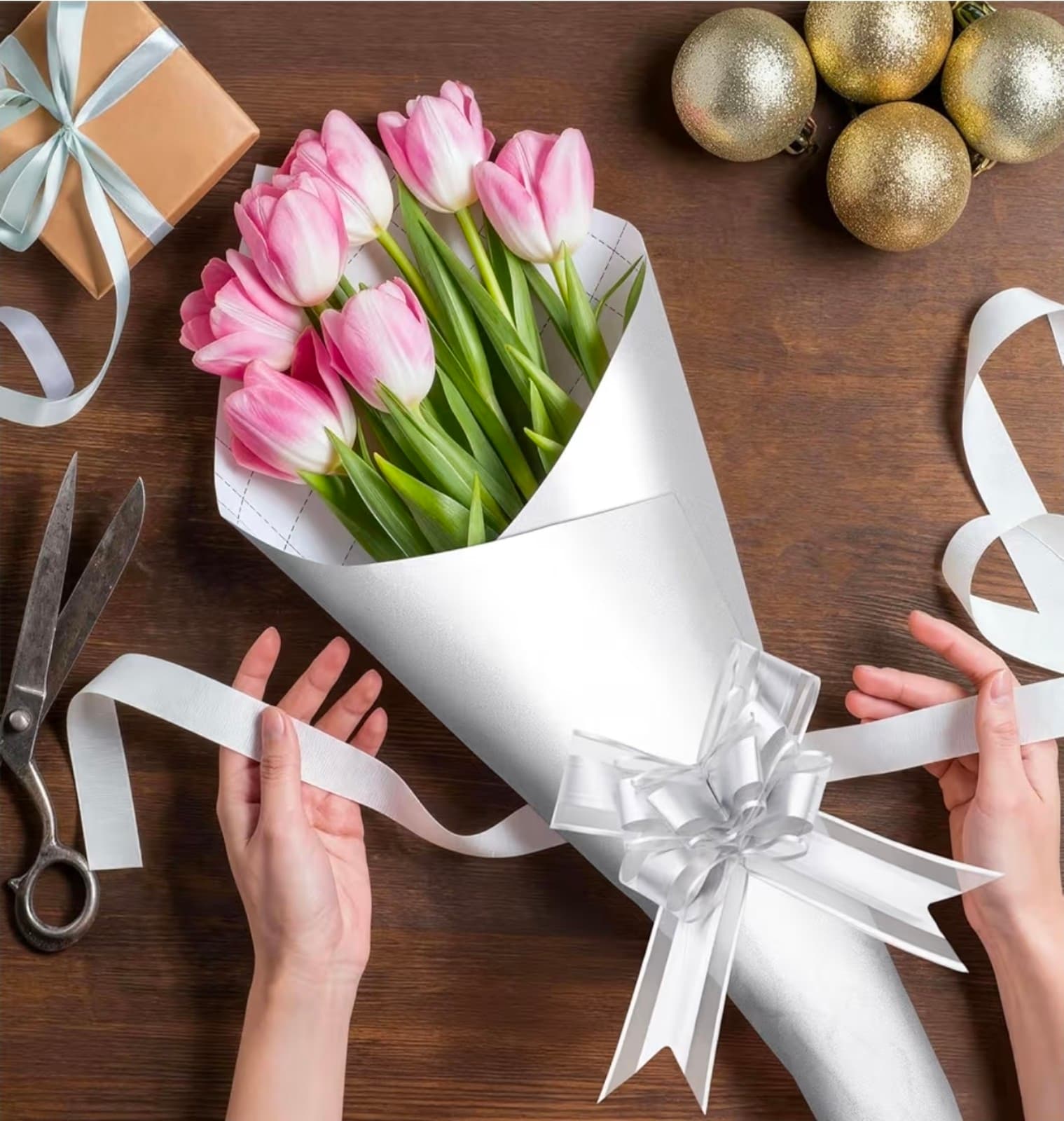 White Wrapping Paper, 1 Roll 17 in x 32.8ft Solid Color Pearly-Lustre Gift Wrap - Thumbnail 5