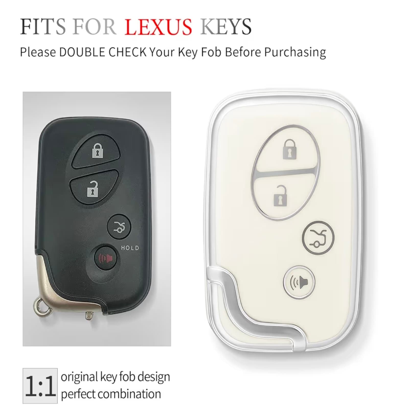 Lexus Key Fob Cover with Keychain Key Fob Case Holder for Lexus ES350 GS300 GS43 - Thumbnail 2