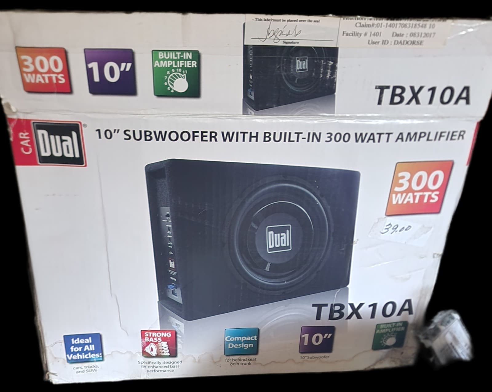 Enclosed 10in Subwoofer With Built-in 300 Watt Amplifier - Thumbnail 4