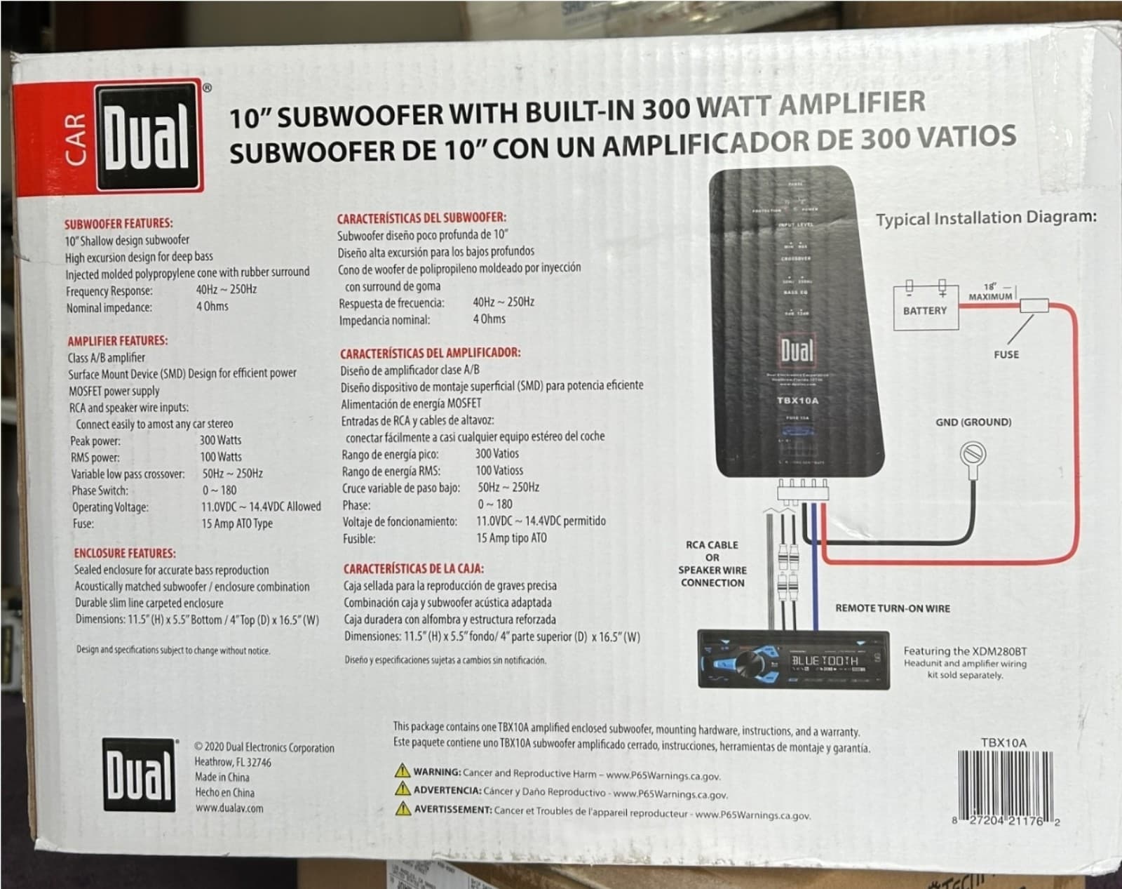 Enclosed 10in Subwoofer With Built-in 300 Watt Amplifier - Thumbnail 3