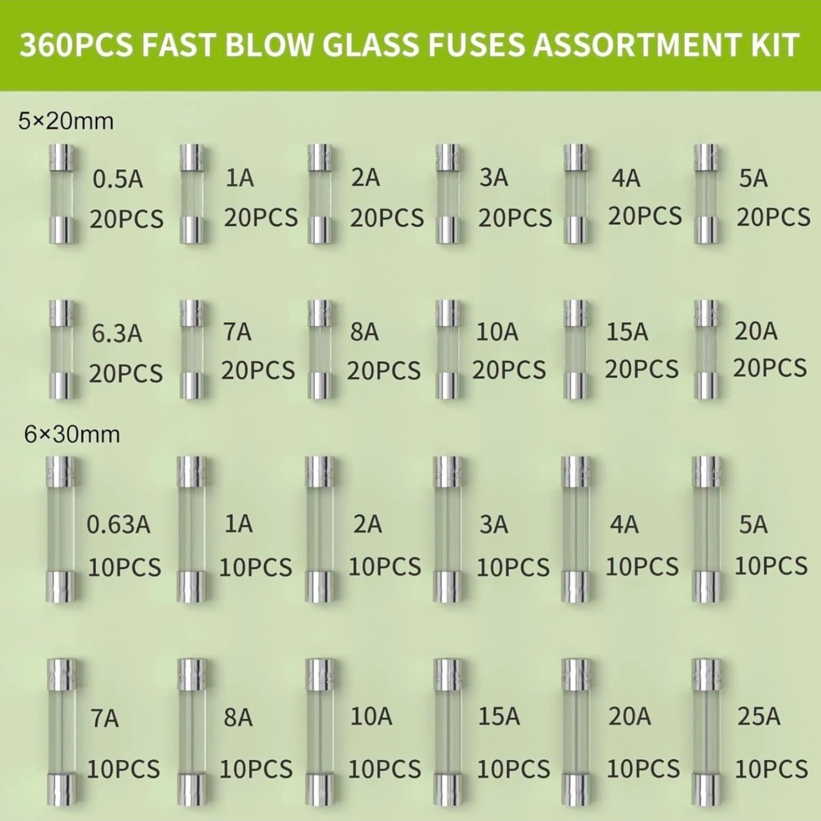 Glass Fuse Assortment Kit 24 Sizes Automotive - Thumbnail 2