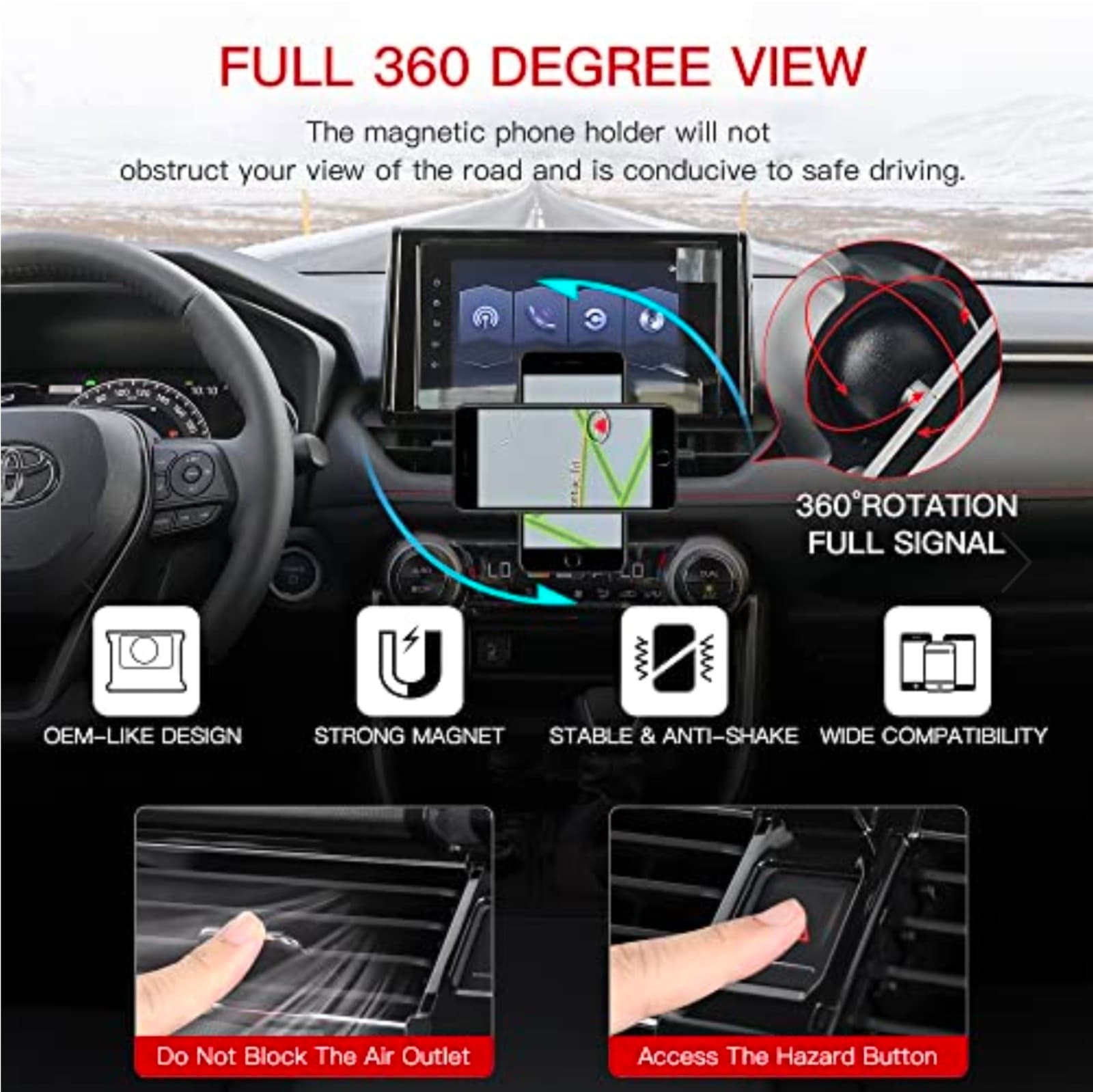 Phone Mount Holder for Toyota RAV4 2019 – 2022 - Thumbnail 3
