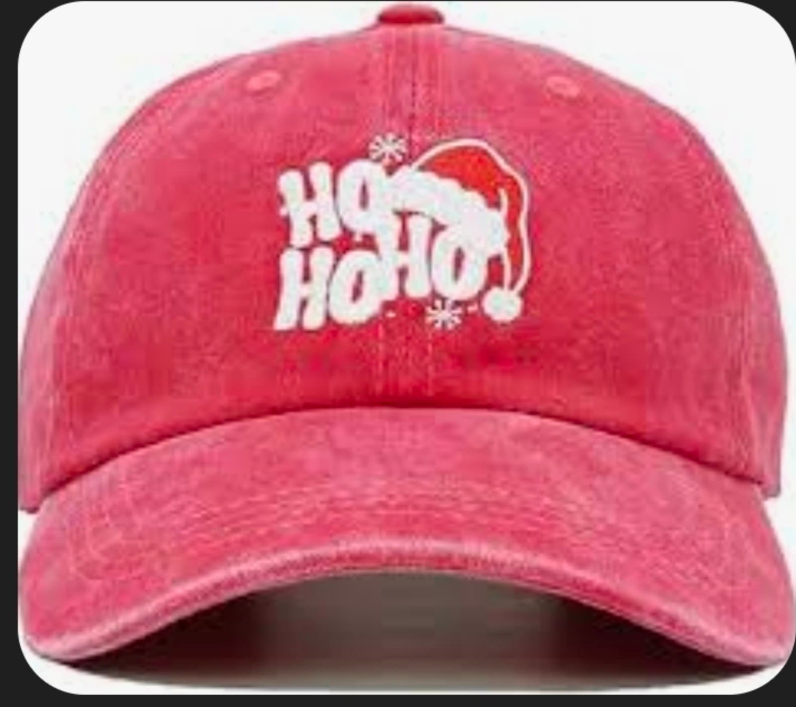 Christmas Hats for Adult, Red Washed Cotton Embroidered Santa Baseball Hat - Thumbnail 3