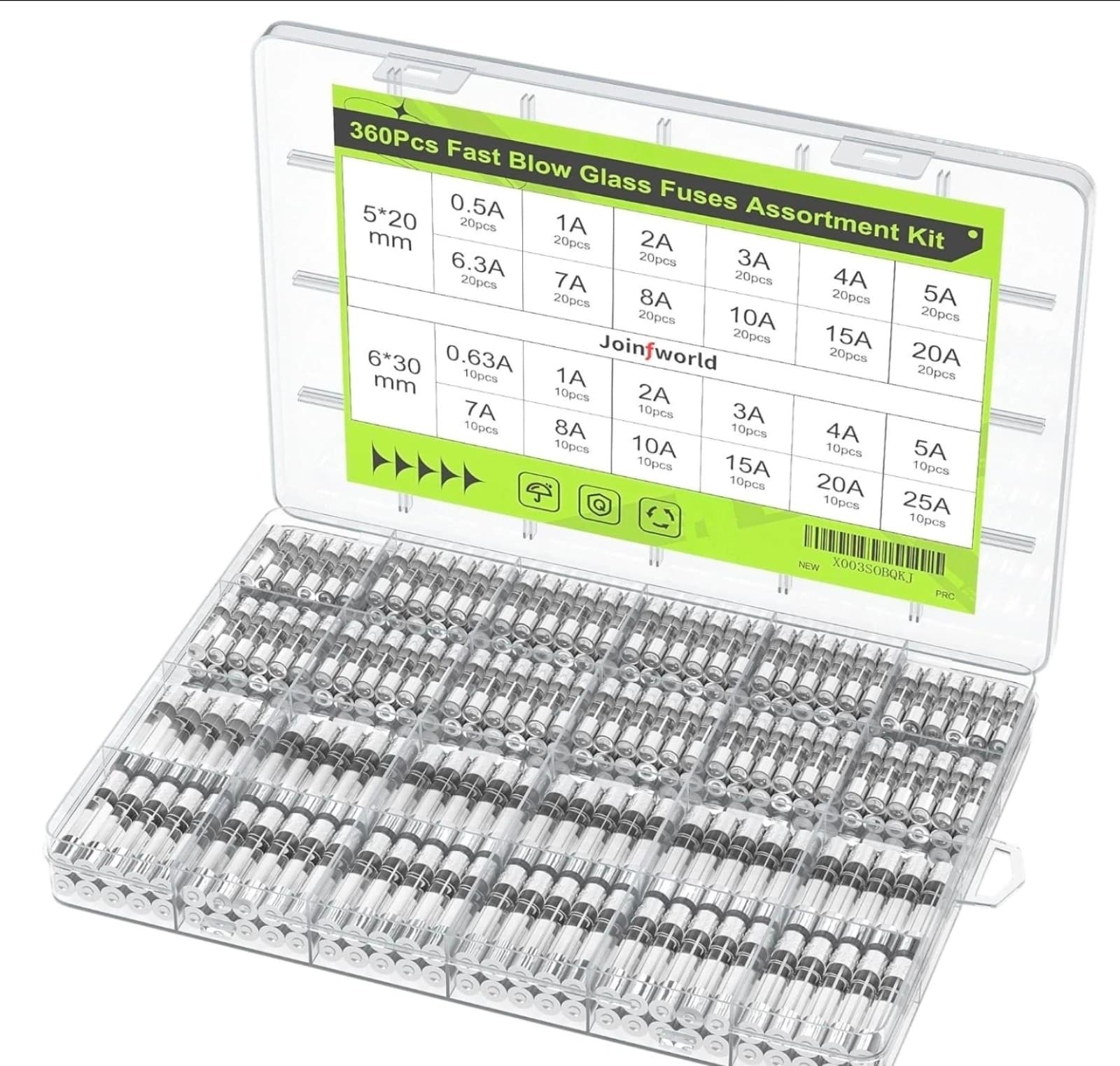 Glass Fuse Assortment Kit 24 Sizes Automotive