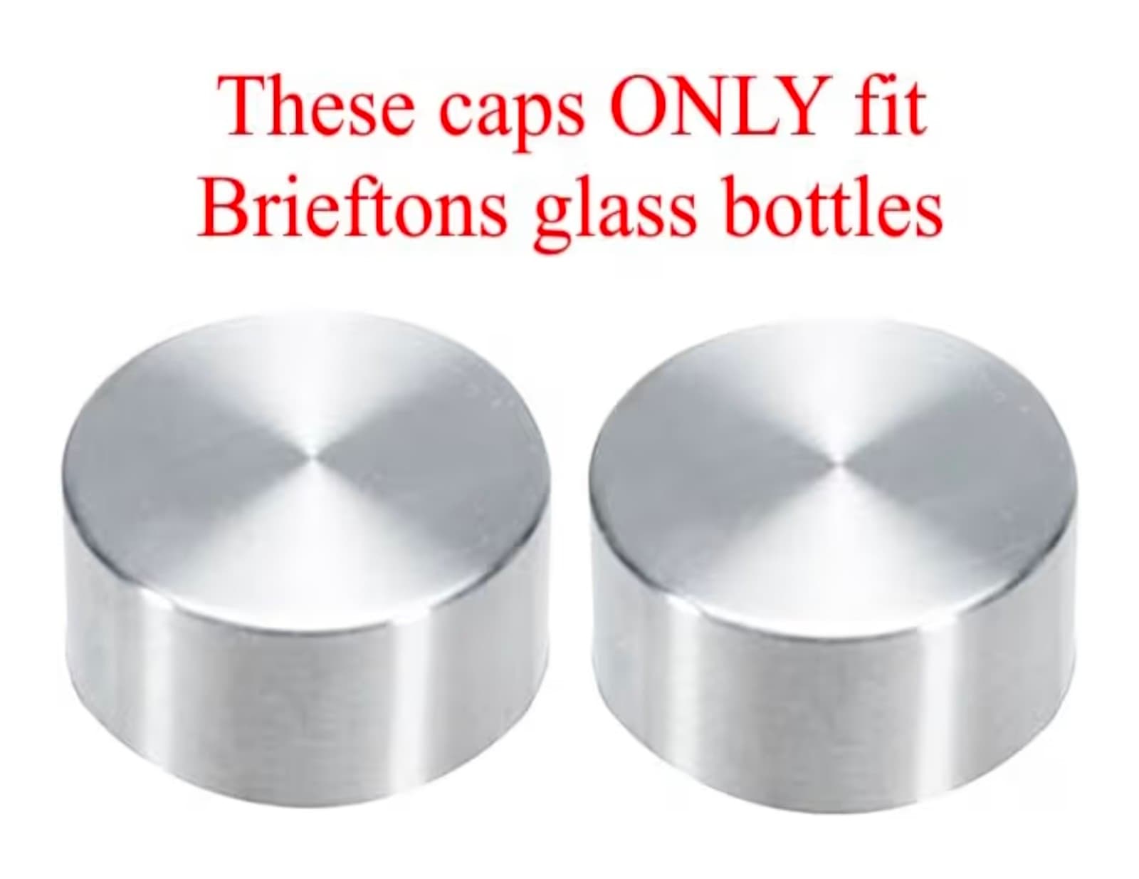 Brieftons Glass Bottles's Lids, Pack of 2 Stainless Steel Caps - Thumbnail 2