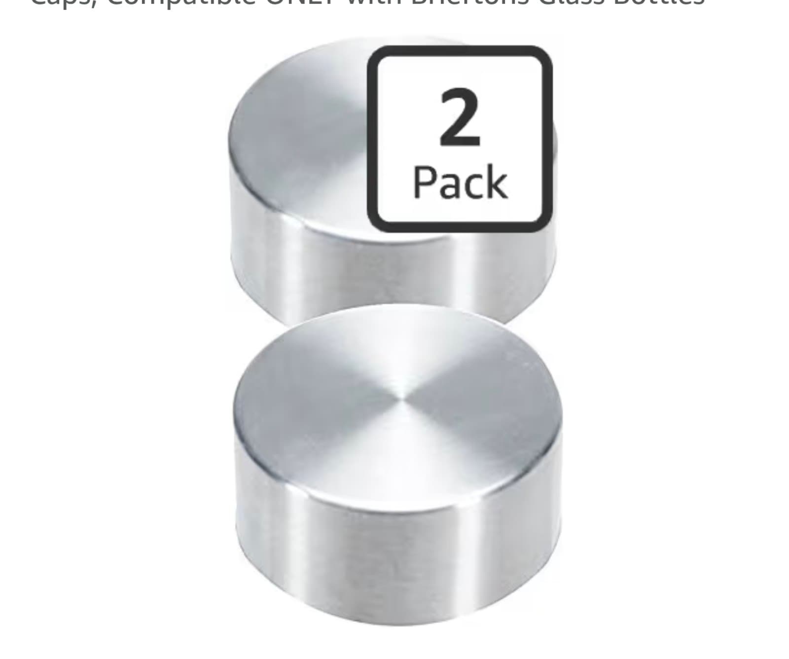 Brieftons Glass Bottles's Lids, Pack of 2 Stainless Steel Caps