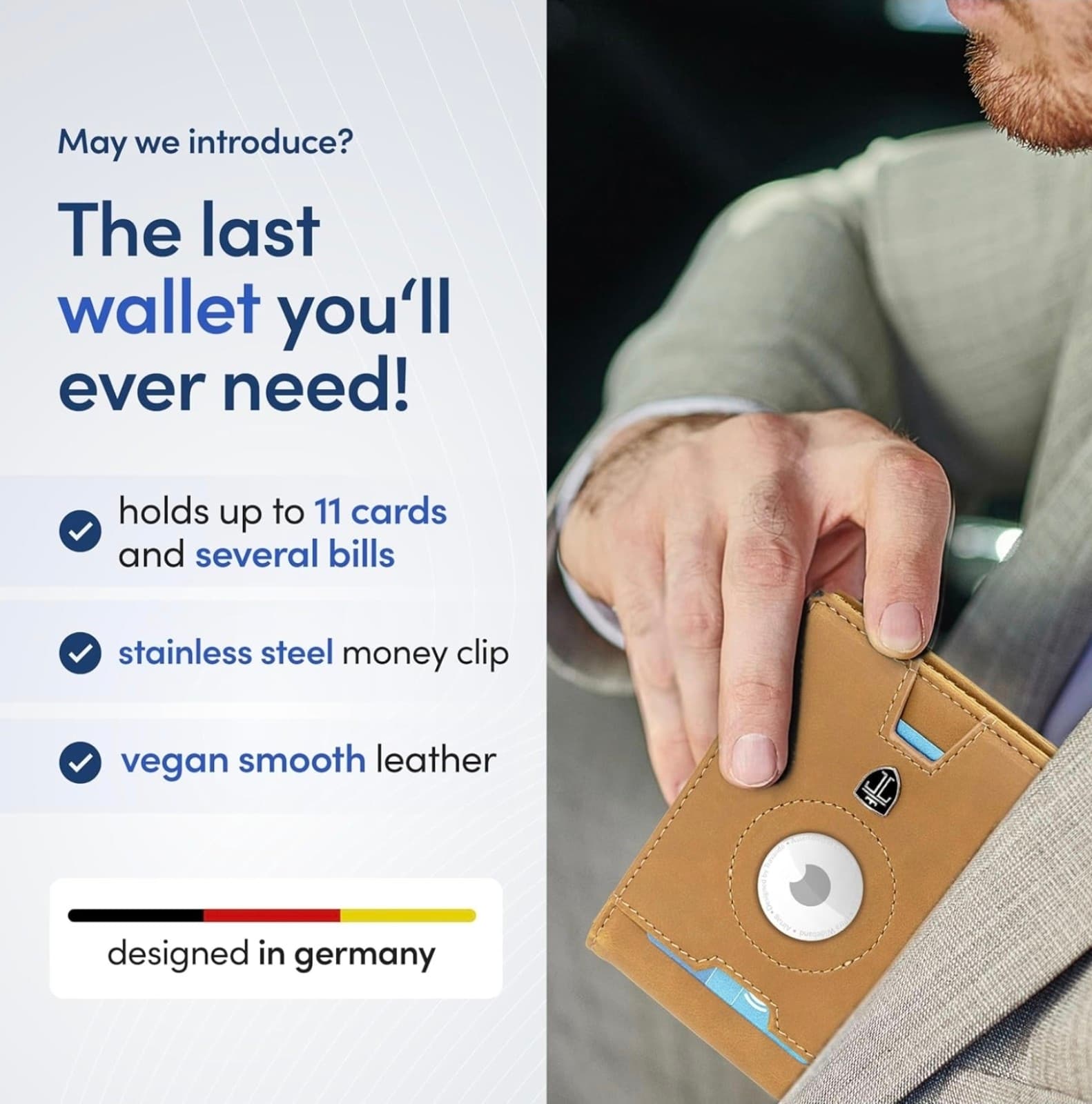 AirTag Wallet Mens Wallet with Money Clip Air Tag Wallet Card Holder RFID Block - Thumbnail 4