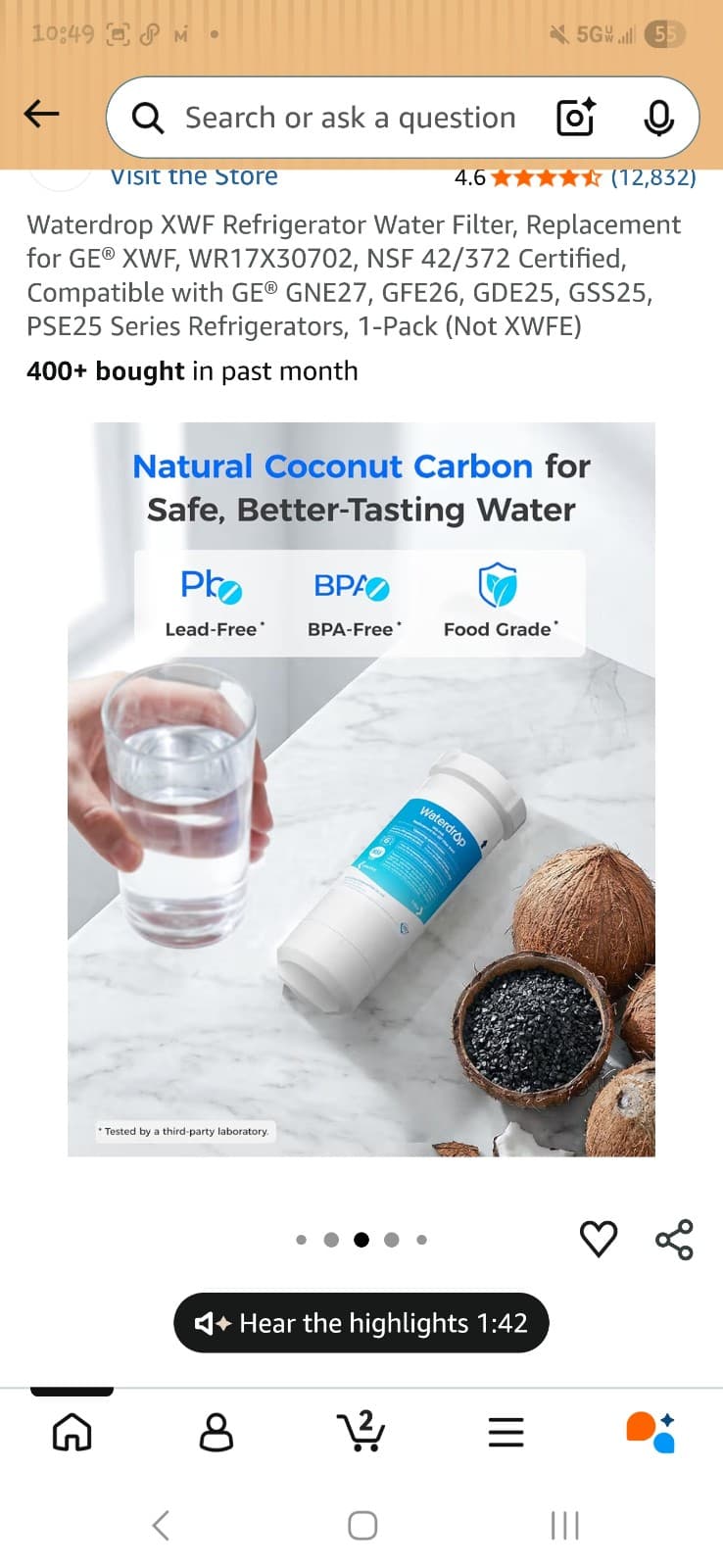 Waterdrop refrigerator water filter WD-F07 - Thumbnail 4