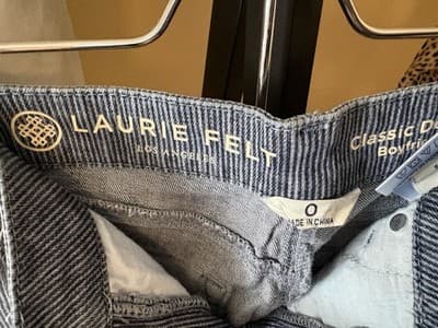 Laurie Felt Boyfriend Jeans Blue Striped Denim Stretch Pockets Button Zip Women - Thumbnail 2
