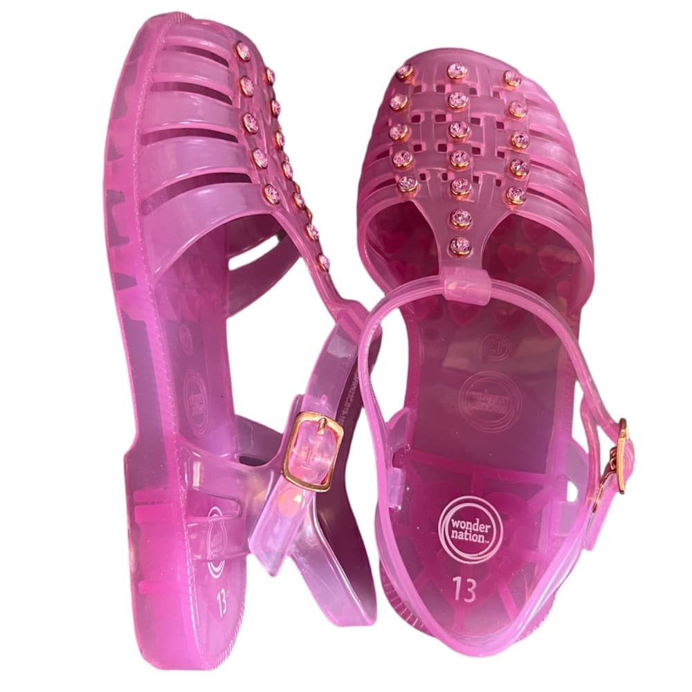 Girls Wonder Nation Pink Jelly Sandals Sz 13 Diamonds Pink Summer Breathable