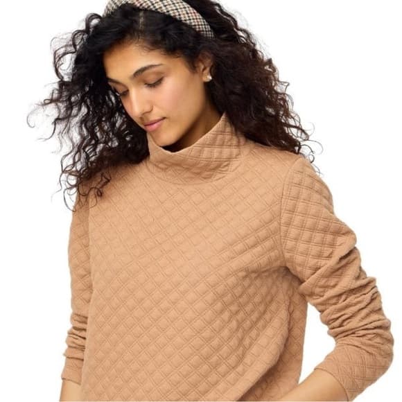 Women’s J.CREW Tan Quilted Long Sleeve Top Size S - Thumbnail 10
