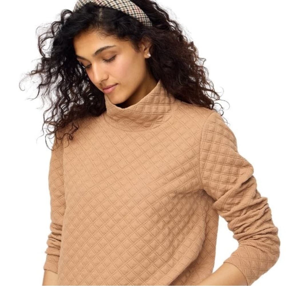 Women’s J.CREW Tan Quilted Long Sleeve Top Size S - Thumbnail 9