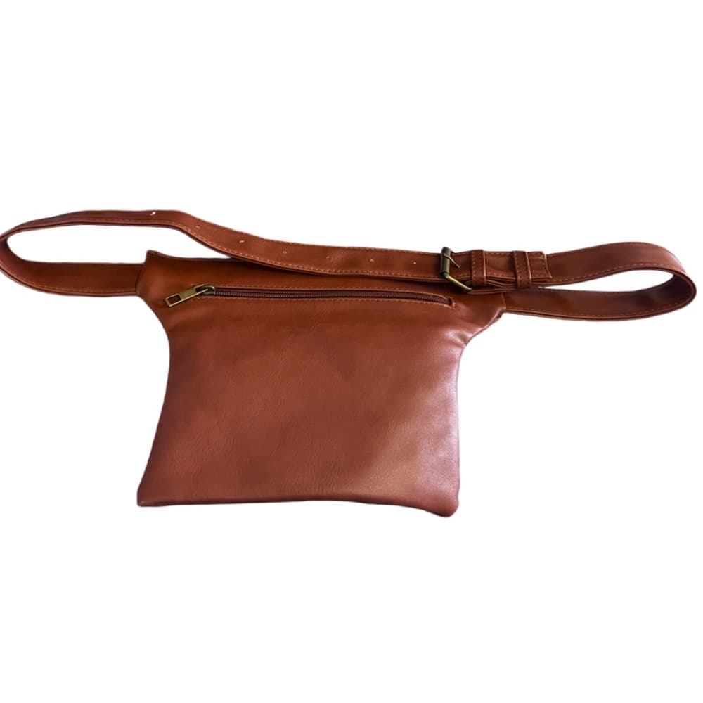 Badiya Brown Faux Leather Snakeskin FannyPack Bag Purse Buckle Strap - Thumbnail 4