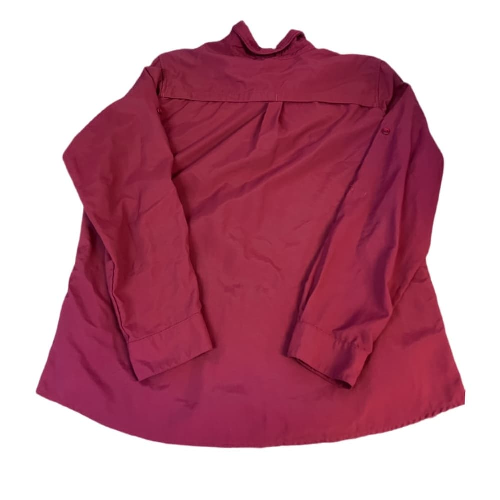 Women's REI outdoors/camping burgundy button down shirt size L