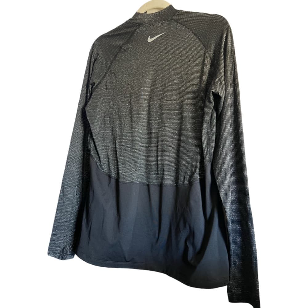 Women’s Nike Pro Warm Dri-Fit silver/gold sparkly stripes black size XL - Thumbnail 2