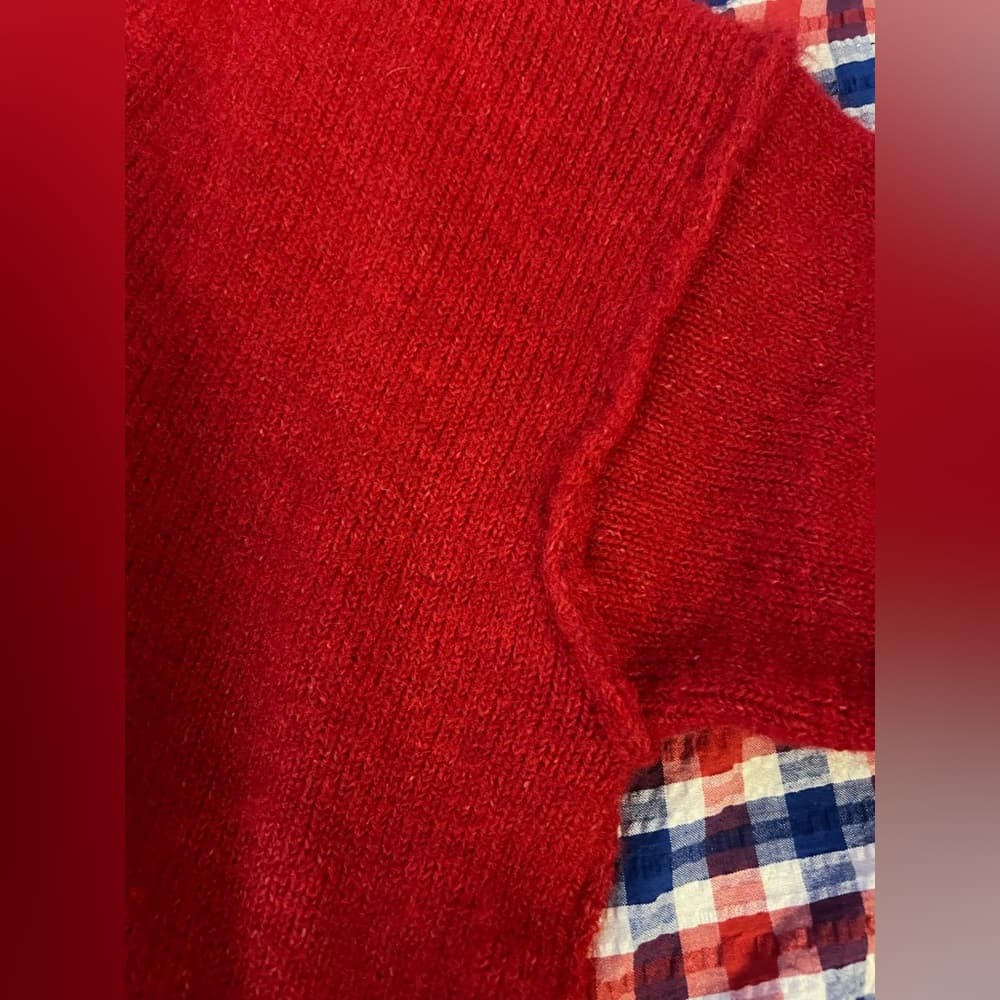 Wild Fable Size M Deep Red Chunky Knit V Neck Sweater - Thumbnail 8