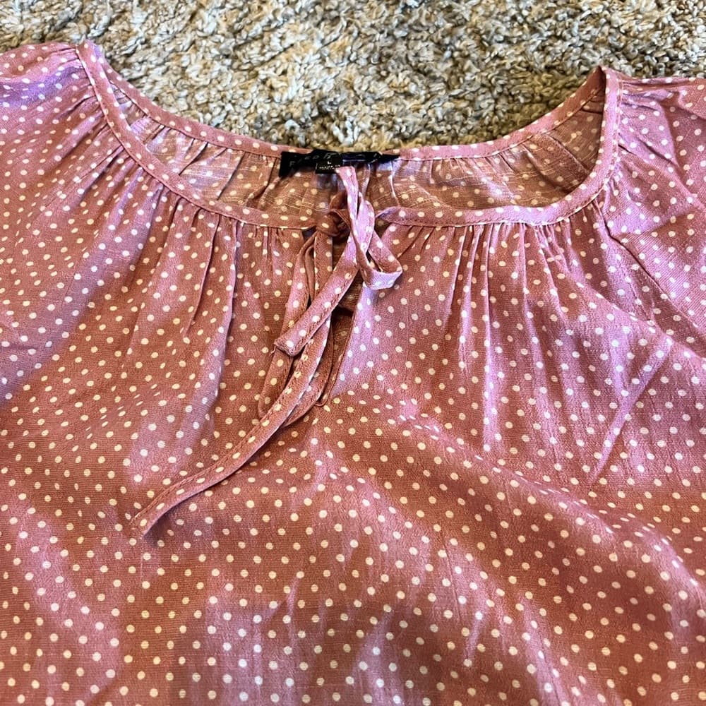 Fred David pink polka dot blouse size L - Thumbnail 5