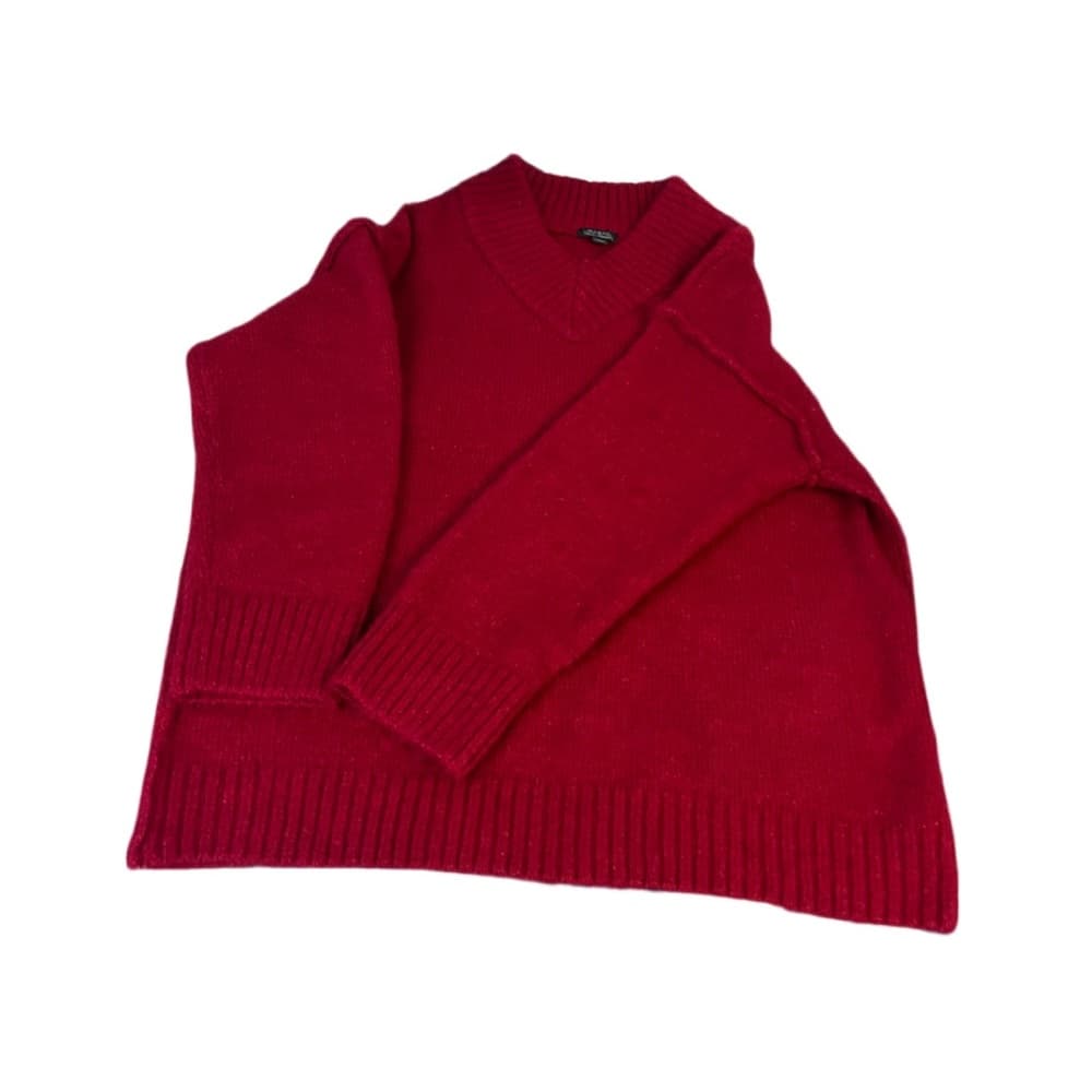 Wild Fable Size M Deep Red Chunky Knit V Neck Sweater - Thumbnail 5