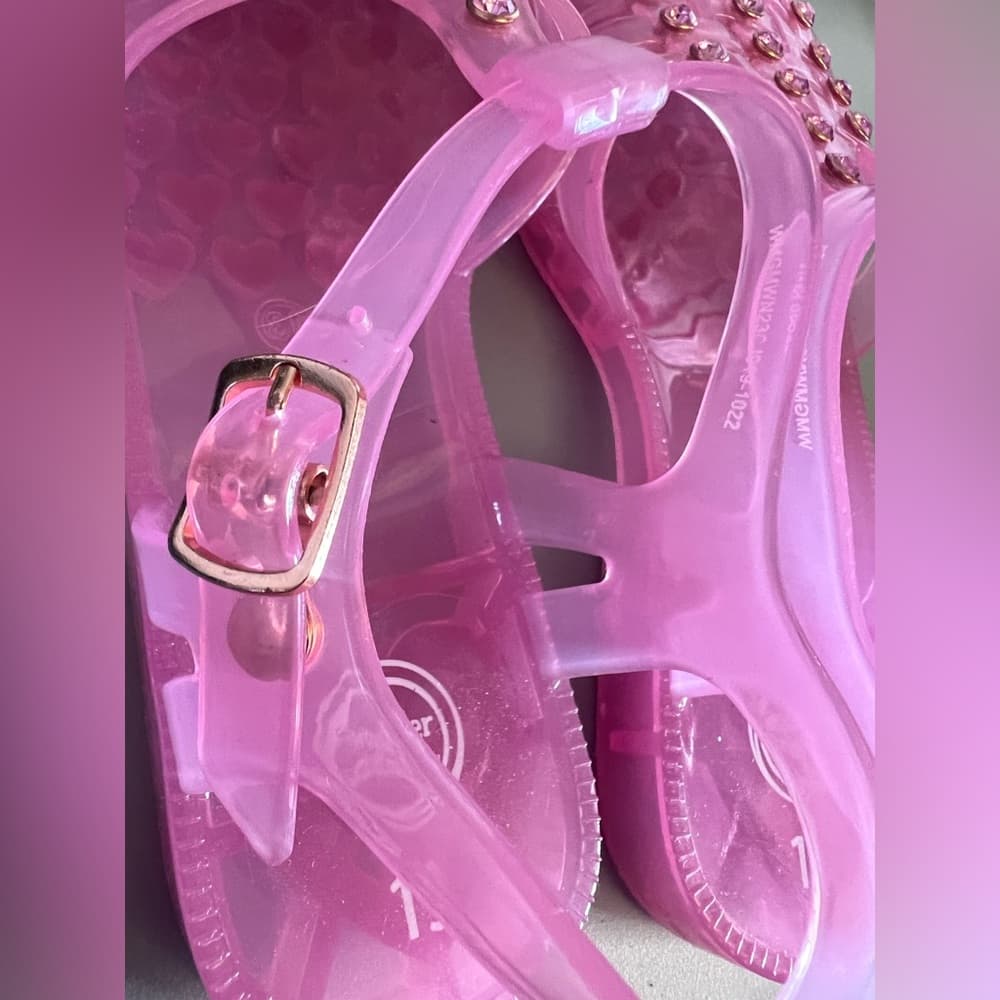 Girls Wonder Nation Pink Jelly Sandals Sz 13 Diamonds Pink Summer Breathable - Thumbnail 5