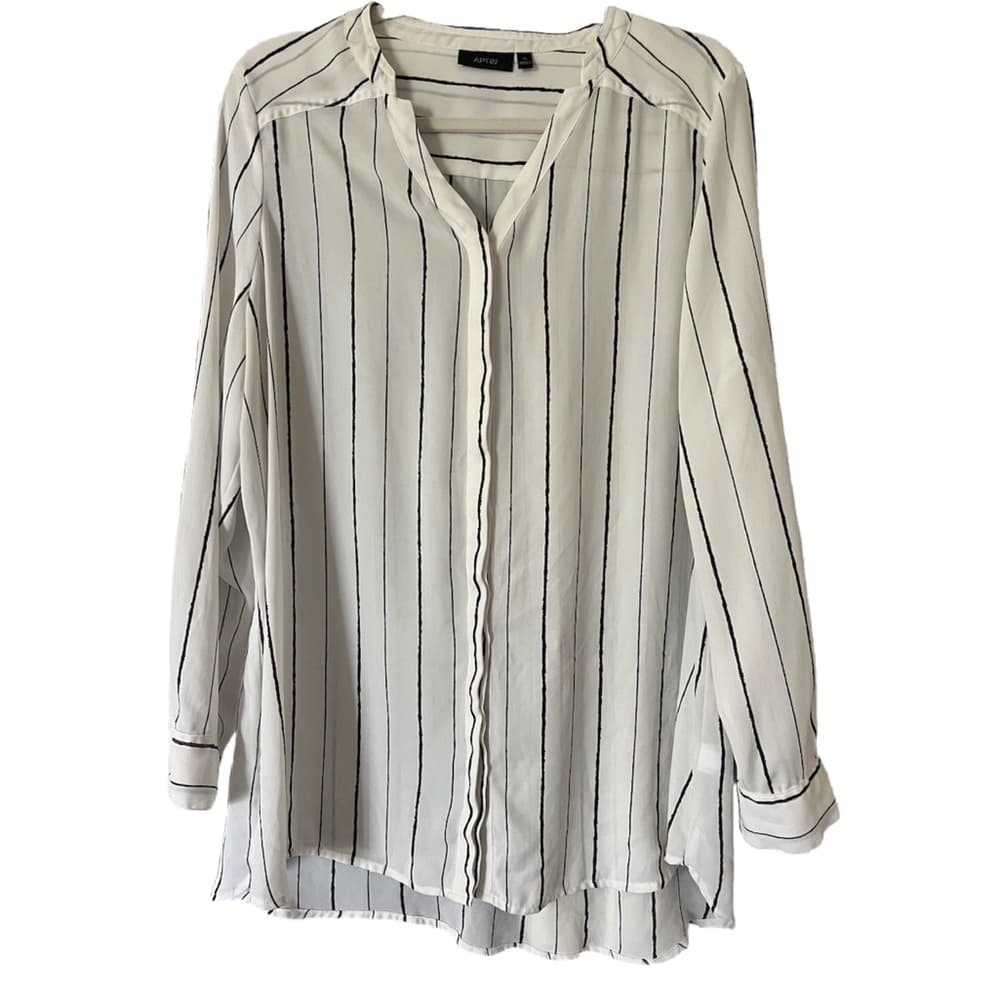 Apt 9 blouse white with black stripes size XL - Thumbnail 7