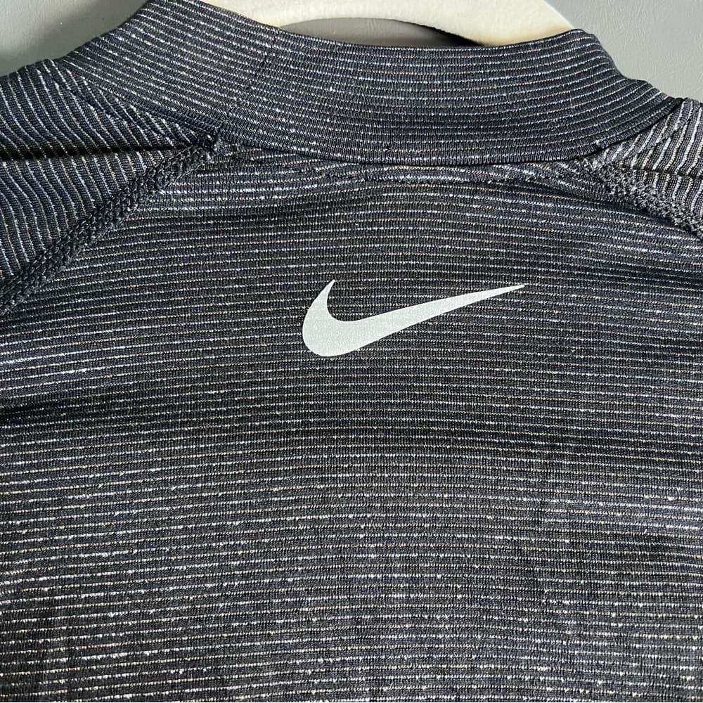 Women’s Nike Pro Warm Dri-Fit silver/gold sparkly stripes black size XL - Thumbnail 3