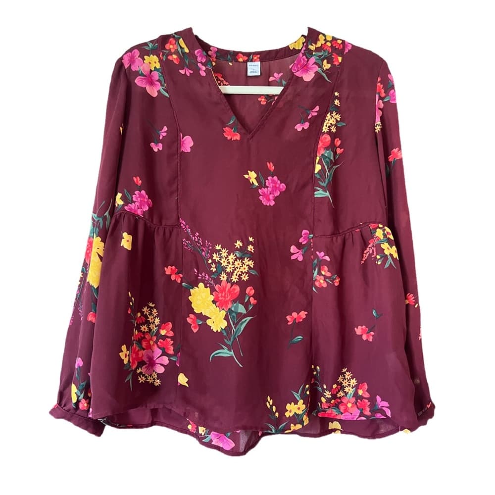Old Navy floral blouse size S - Thumbnail 2