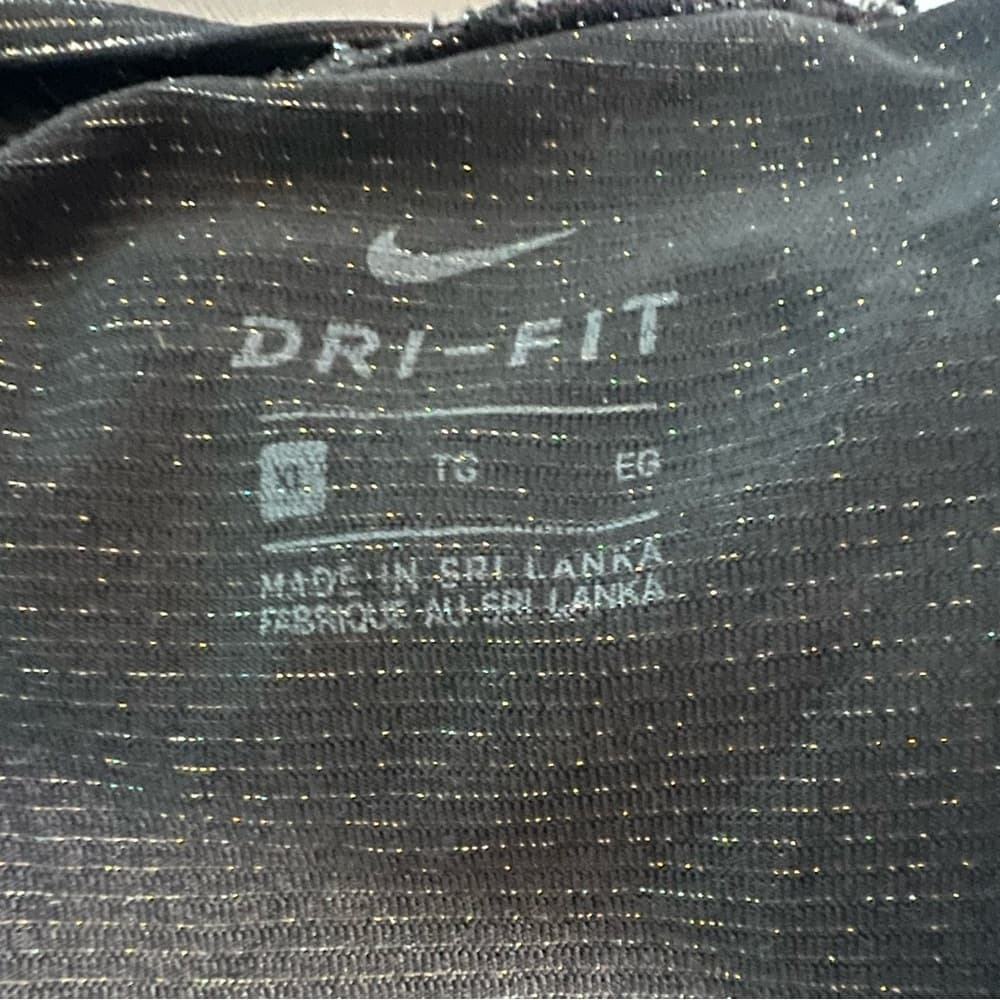 Women’s Nike Pro Warm Dri-Fit silver/gold sparkly stripes black size XL - Thumbnail 5