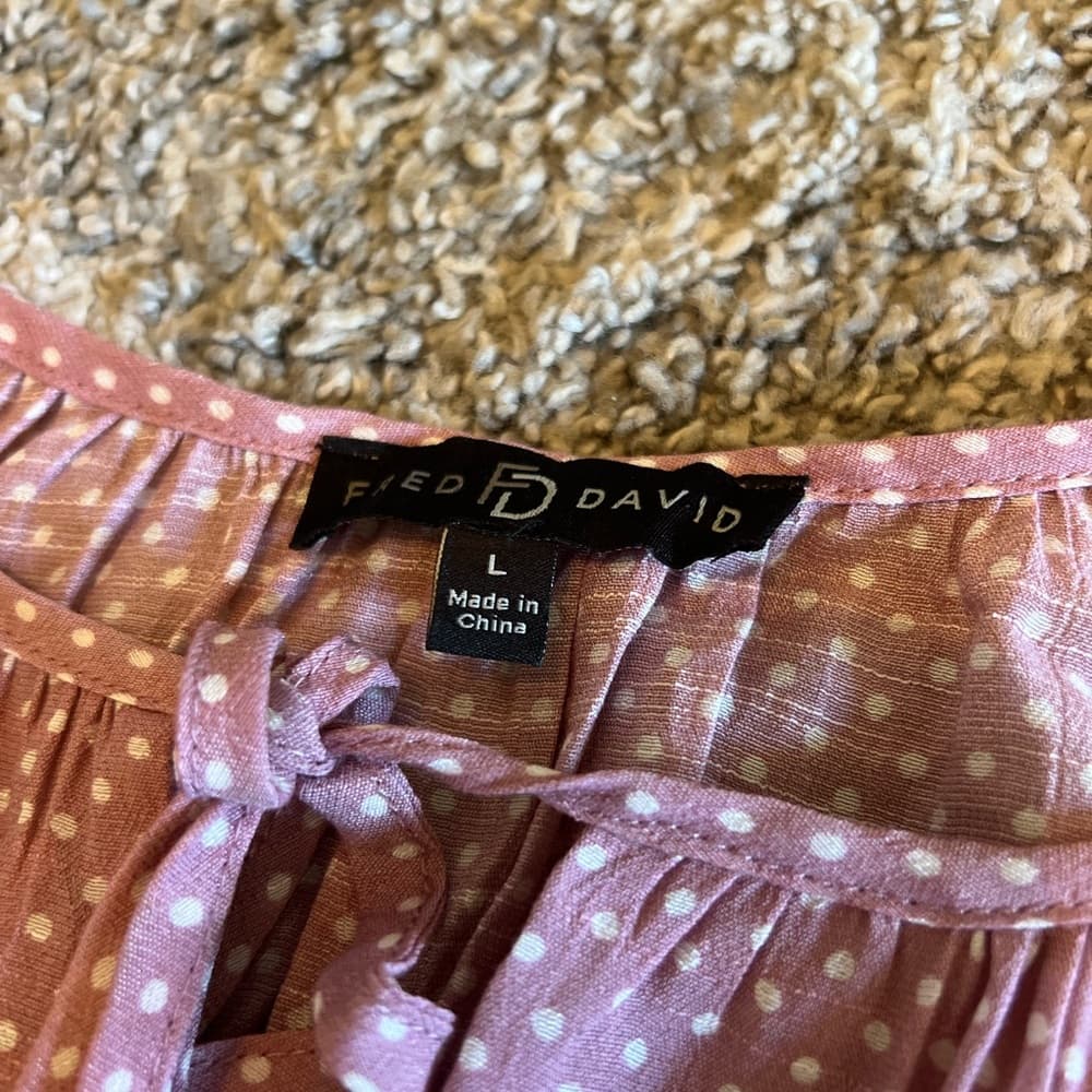 Fred David pink polka dot blouse size L - Thumbnail 8