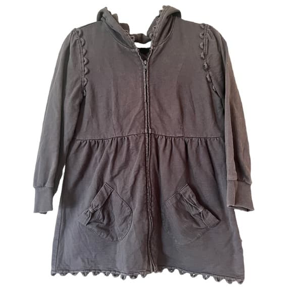 Anthropologie| Lilka gray zip up hoodie with bow pockets size M - Thumbnail 7